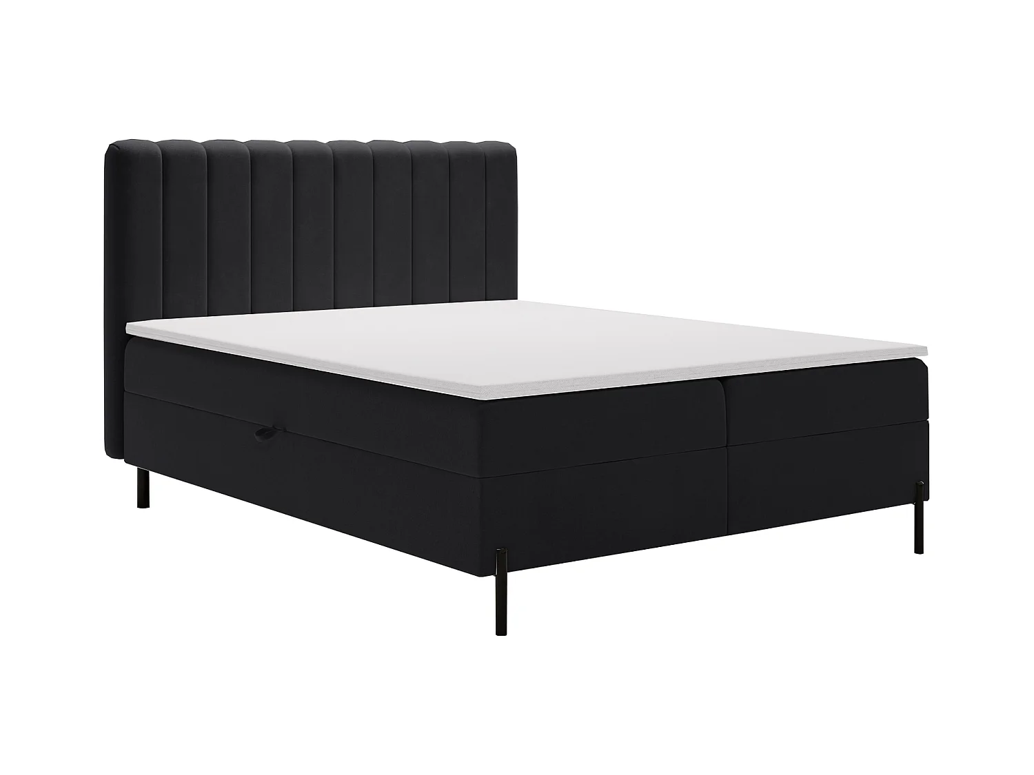 Lit adulte 180 x 200 Florence Box - Lit avec Rangement et Matelas Ressorts ensachés, Lit Noir (Komodo 23)