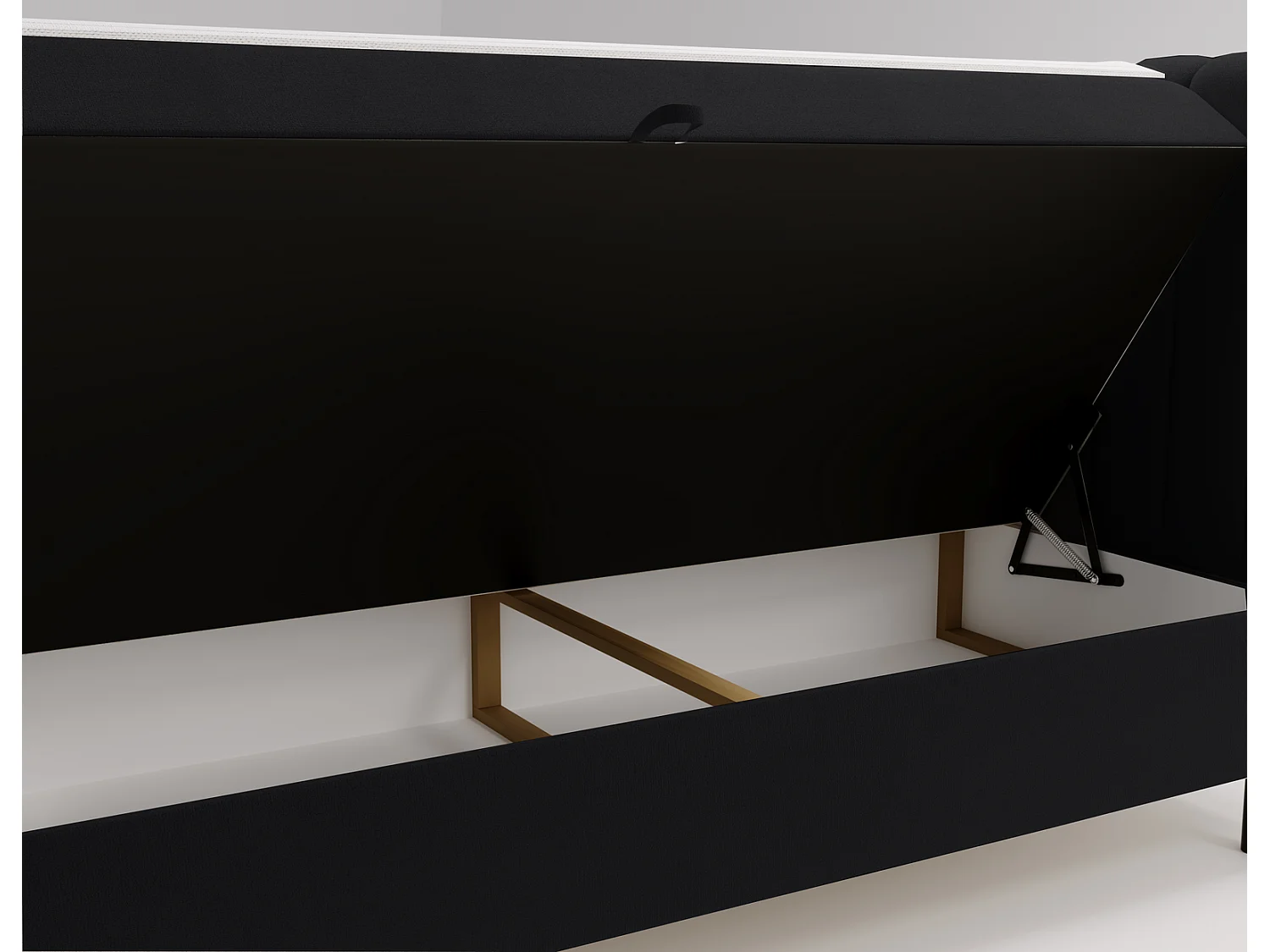 Emporius Florence Box łóżko z materacem 180x200 - pojemnik, topper - łóżko dwusobowe 180x200 cm, nowoczesny styl - tkanina aksamitna, czarny (Komodo 23)