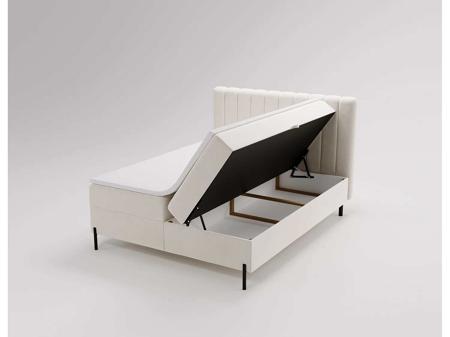 Lit adulte 160 x 200 Florence Box - Lit avec Rangement et Matelas Ressorts ensachés, Lit Crème (Komodo 10)