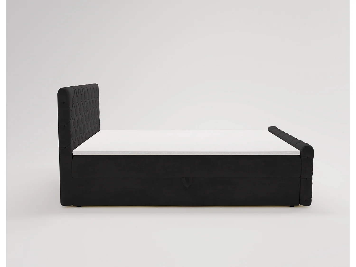 Gestoffeerd bed 160x200 Portofino - bed met opbergruimte, geïntegreerde veringmatras - Tweepersoonsbed zwart (Elegance 21)