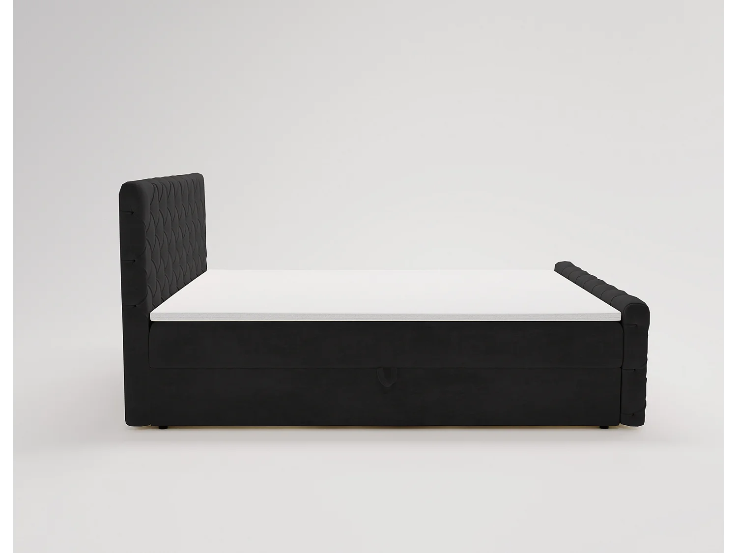 Gestoffeerd bed 180x200 Portofino - bed met opbergruimte, geïntegreerde veringmatras - Tweepersoonsbed zwart (Elegance 21)