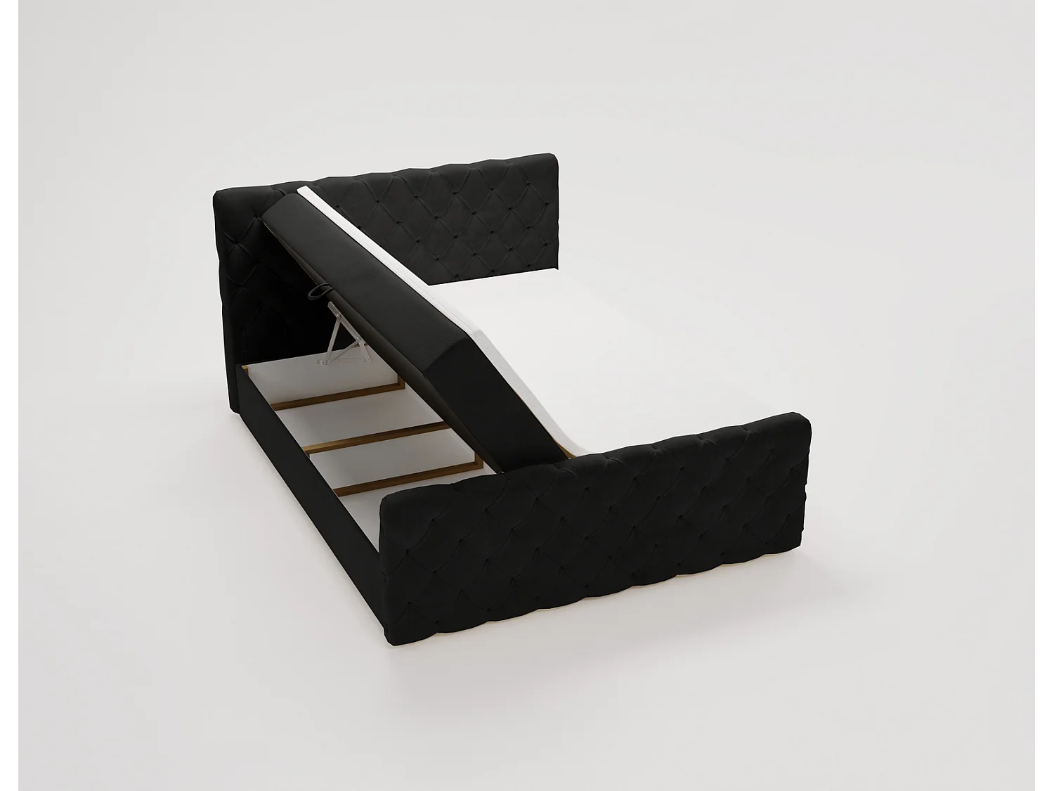 Gestoffeerd bed 180x200 Portofino - bed met opbergruimte, geïntegreerde veringmatras - Tweepersoonsbed zwart (Elegance 21)