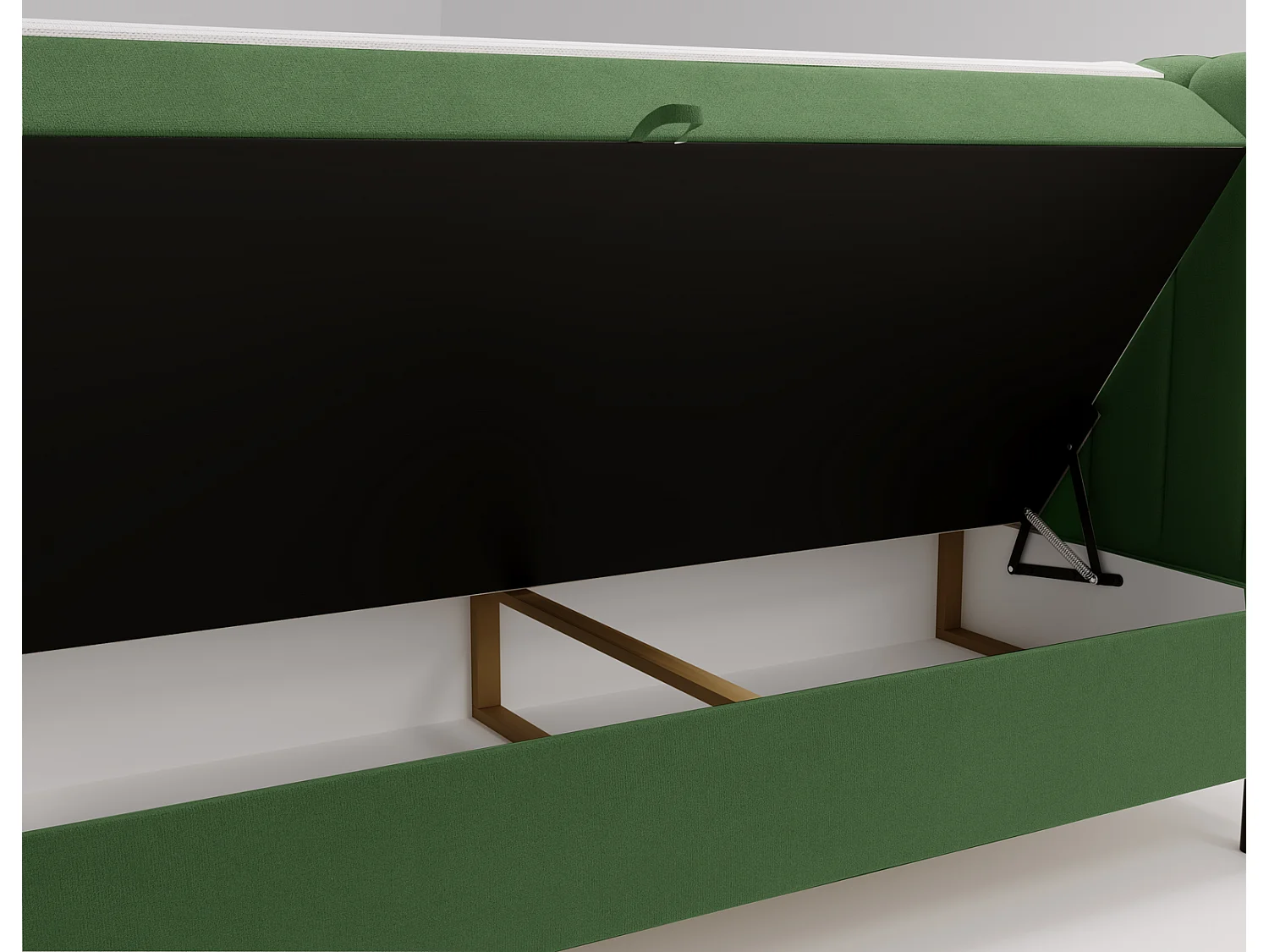 Lit adulte 140 x 200 Florence Box - Lit avec Rangement et Matelas Ressorts ensachés, Lit Vert (Komodo 61)