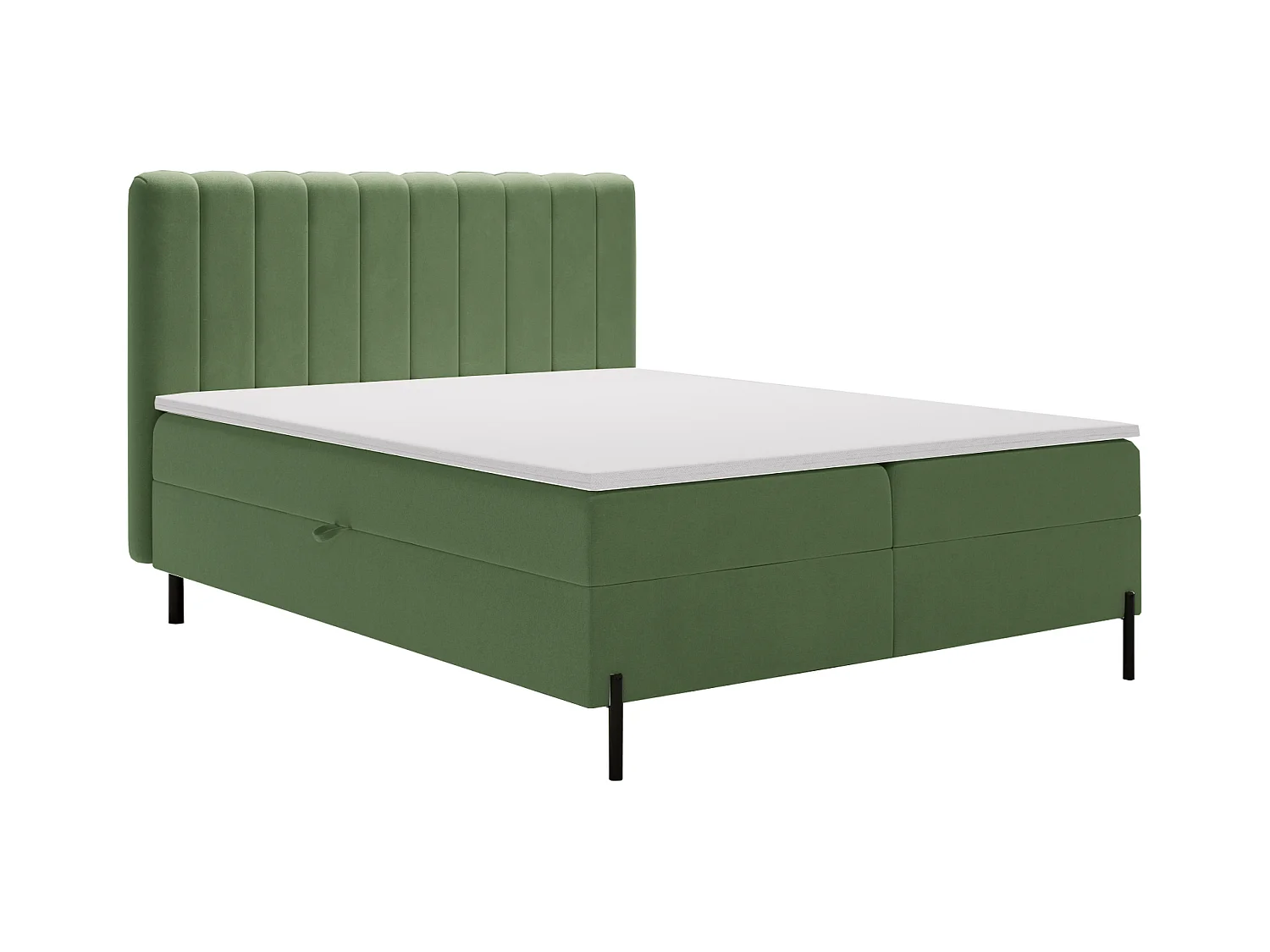 Lit adulte 140 x 200 Florence Box - Lit avec Rangement et Matelas Ressorts ensachés, Lit Vert (Komodo 61)
