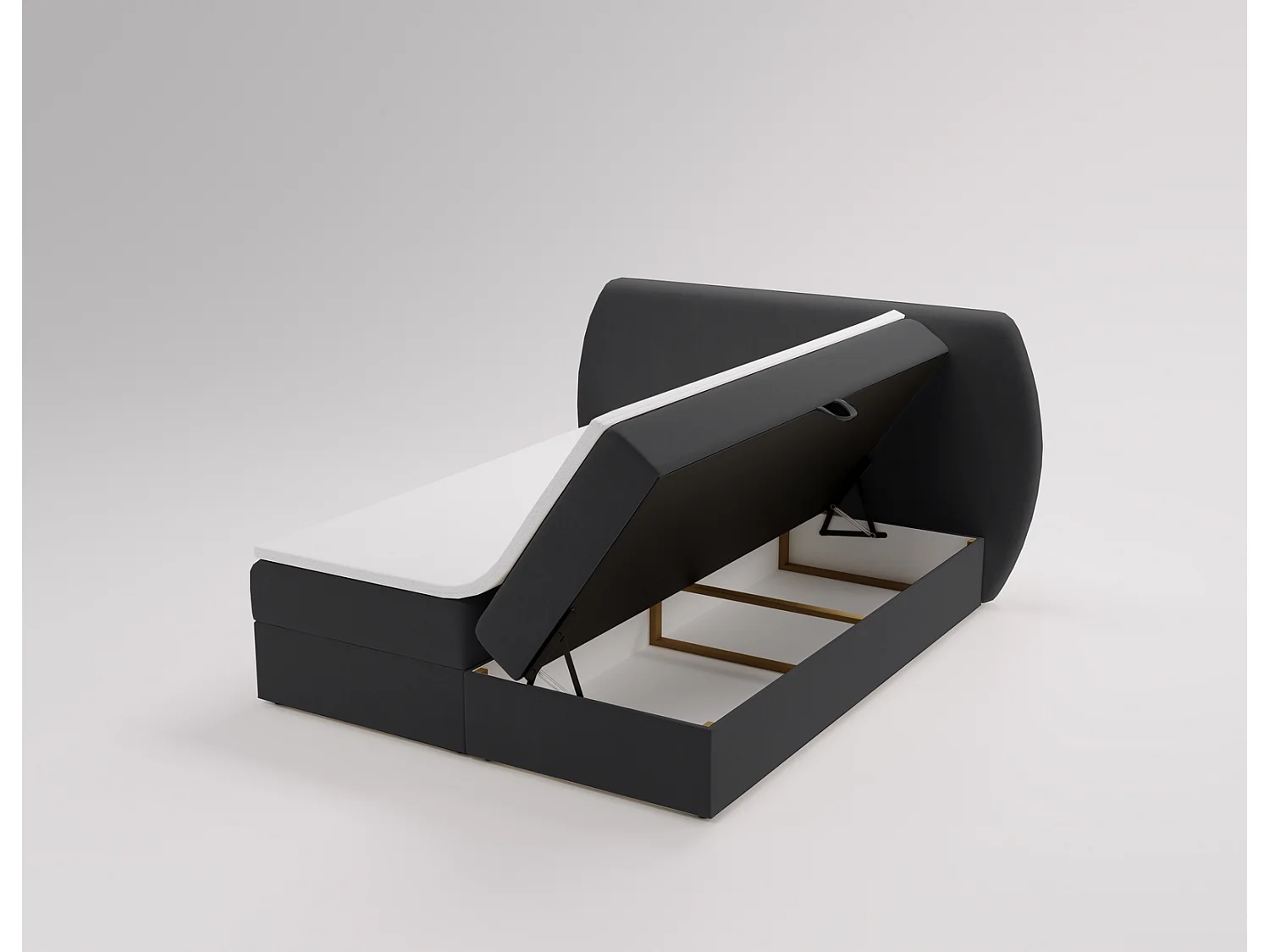 Lit adulte 180x200 cm Cartagena - Lit capitonné avec Rangement, Matelas H3 - Lit double Noir (Komodo 23)