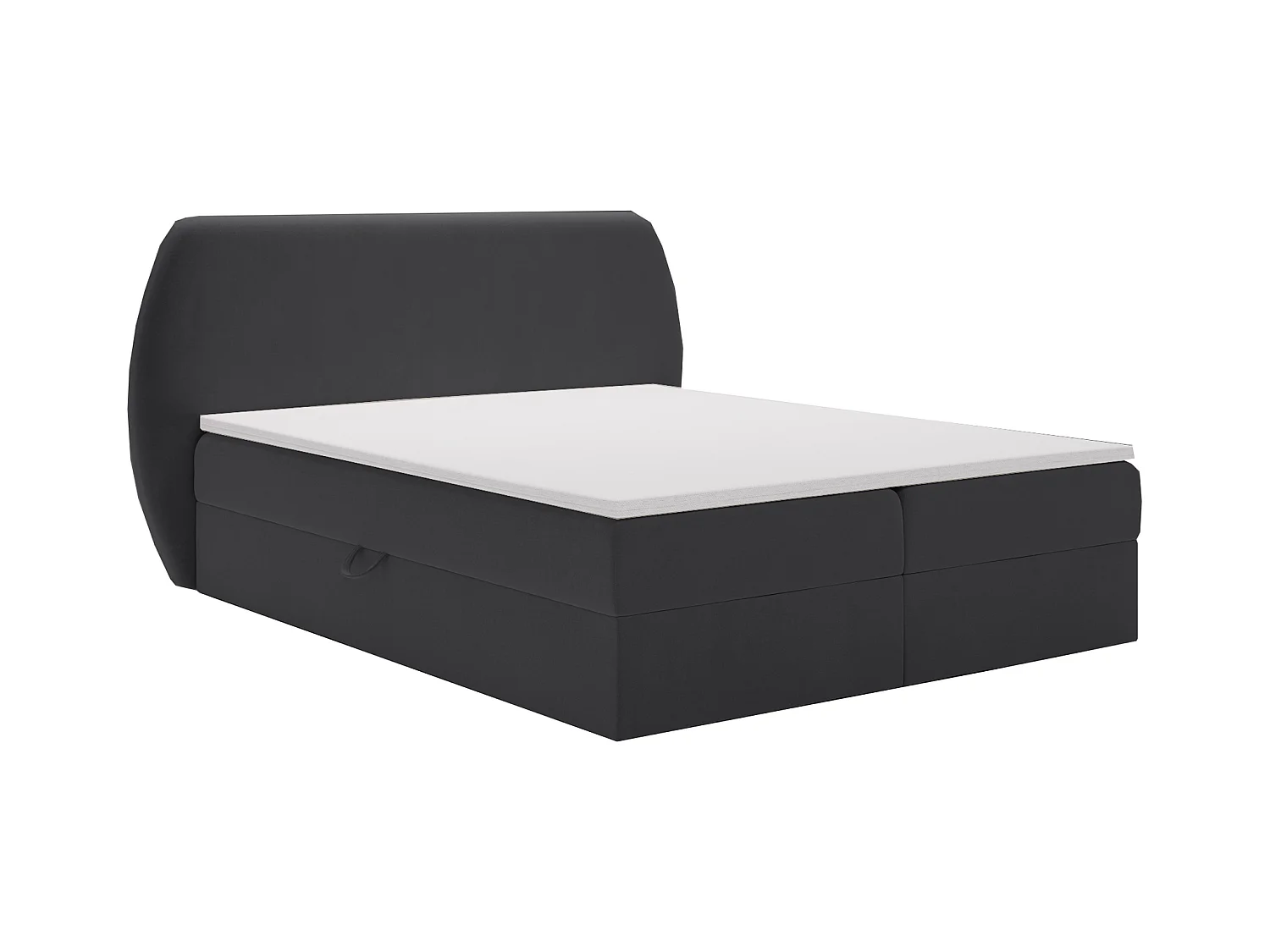 Lit adulte 180x200 cm Cartagena - Lit capitonné avec Rangement, Matelas H3 - Lit double Noir (Komodo 23)