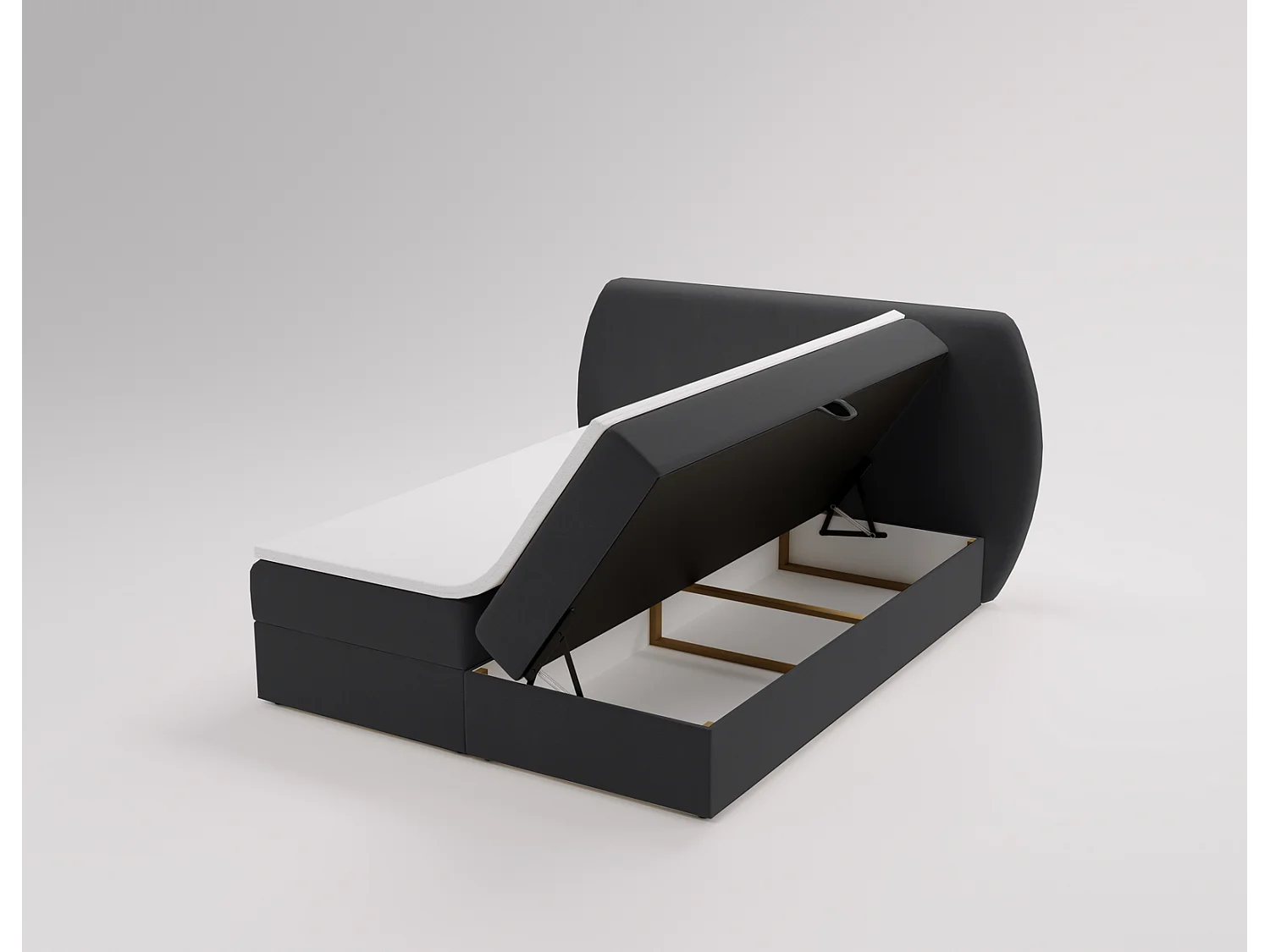 Lit adulte 180x200 cm Cartagena - Lit capitonné avec Rangement, Matelas H3 - Lit double Noir (Komodo 23)