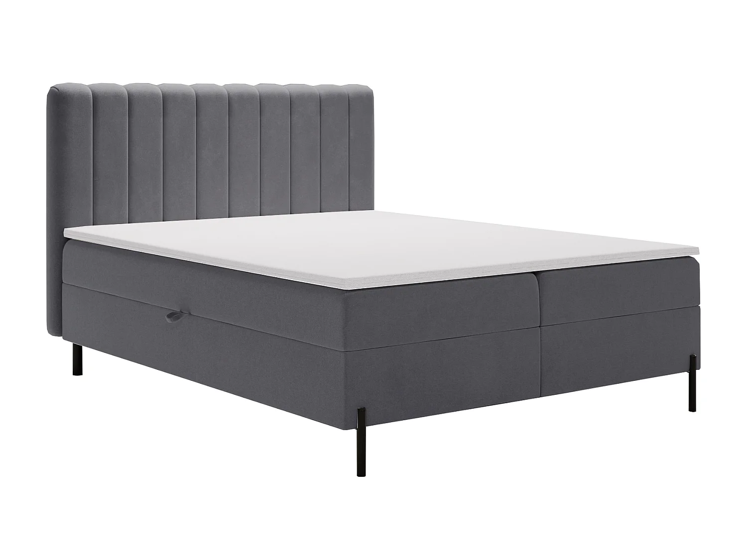Tweepersoonsbed 160x200 Florence Box, gestoffeerd bed met opbergruimte - bed met matras en topper, grijs (Komodo 21)