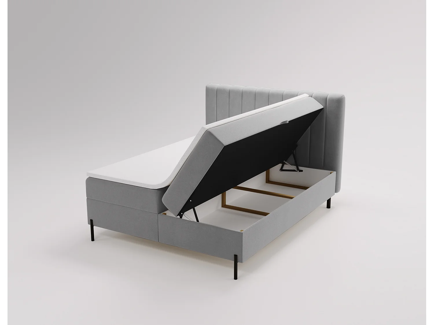 Lit adulte 160 x 200 Florence Box - Lit avec Rangement et Matelas Ressorts ensachés, Lit Gris clair (Komodo 20)