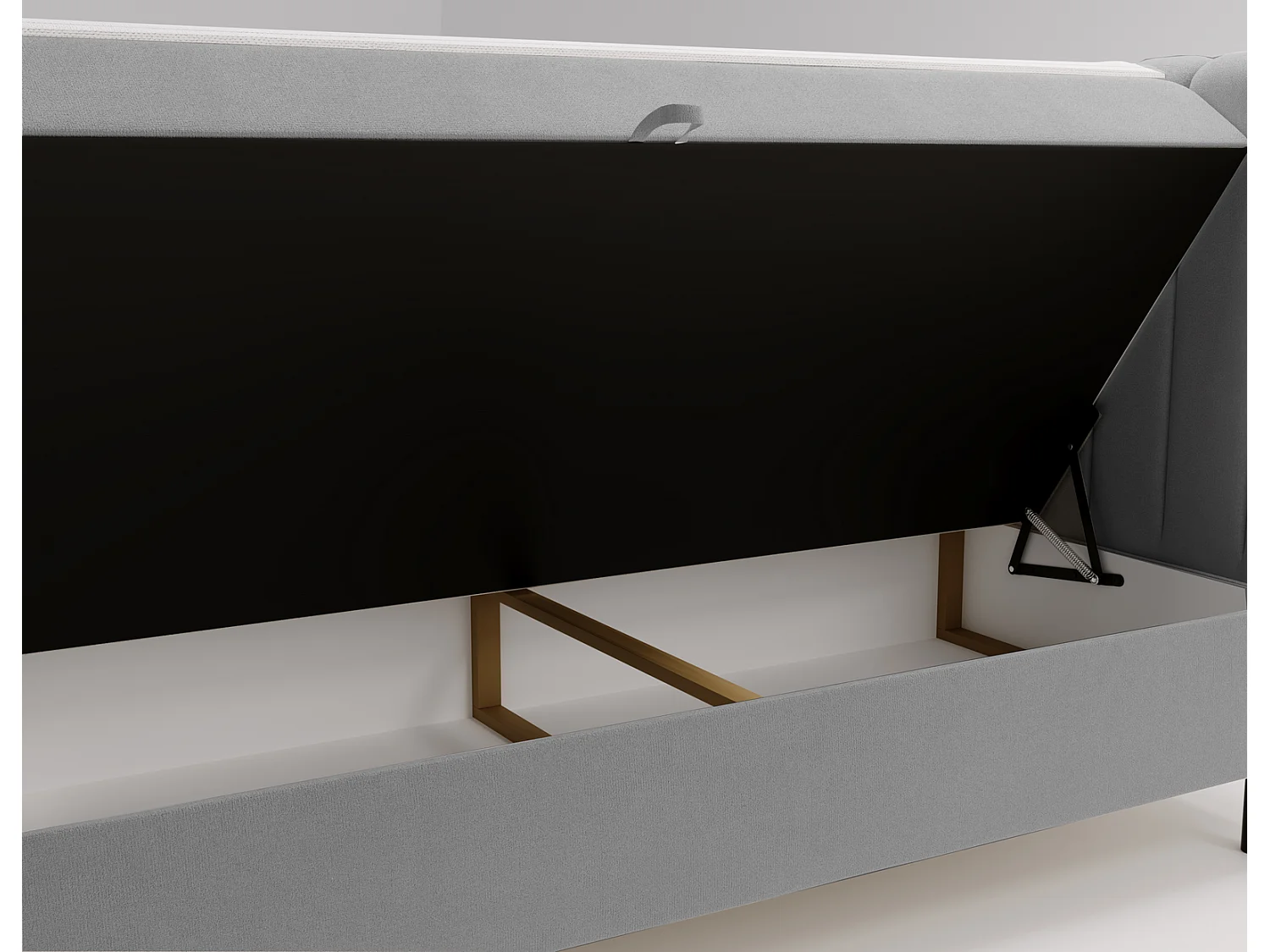 Tweepersoonsbed 160x200 Florence Box, gestoffeerd bed met opbergruimte - bed met matras en topper, lichtgrijs (Komodo 20)