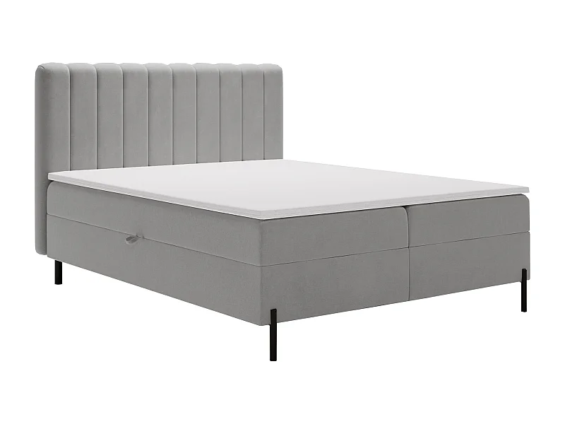Lit adulte 160 x 200 Florence Box - Lit avec Rangement et Matelas Ressorts ensachés, Lit Gris clair (Komodo 20)
