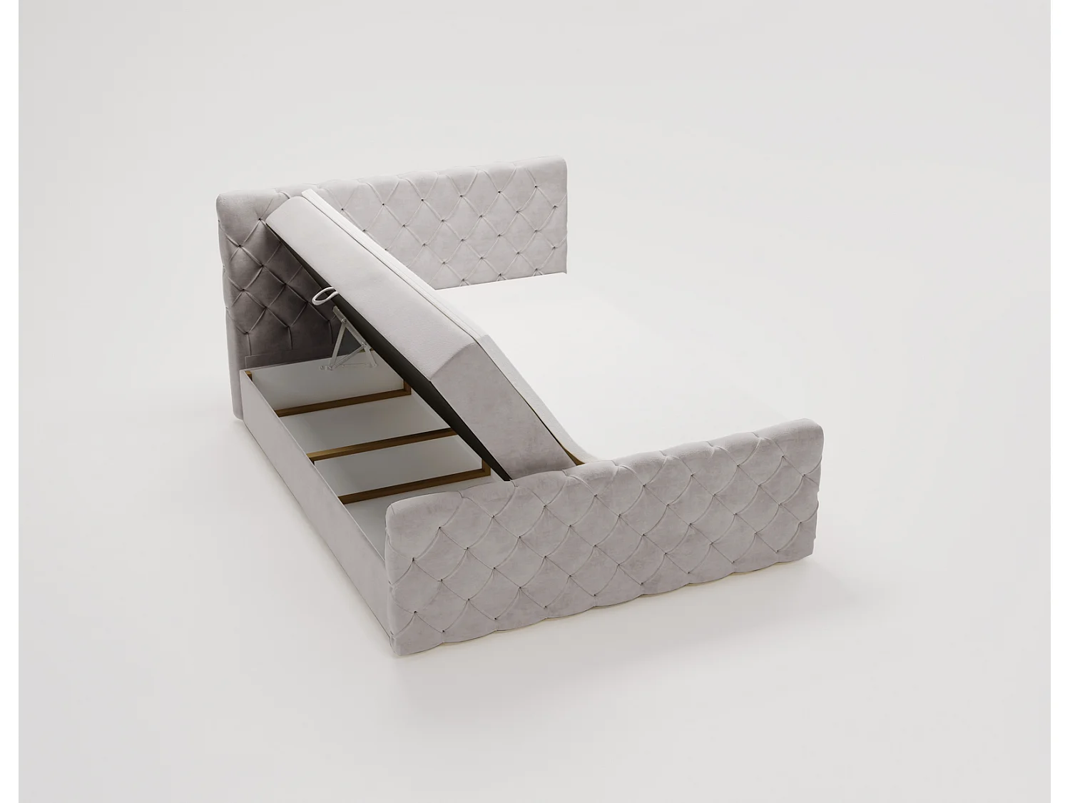 Gestoffeerd bed 180x200 Portofino - bed met opbergruimte, geïntegreerde veringmatras - Tweepersoonsbed lichtgrijs (Elegance 13)