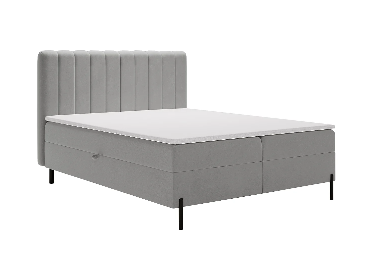 Lit adulte 180 x 200 Florence Box - Lit avec Rangement et Matelas Ressorts ensachés, Lit Gris clair (Komodo 20)