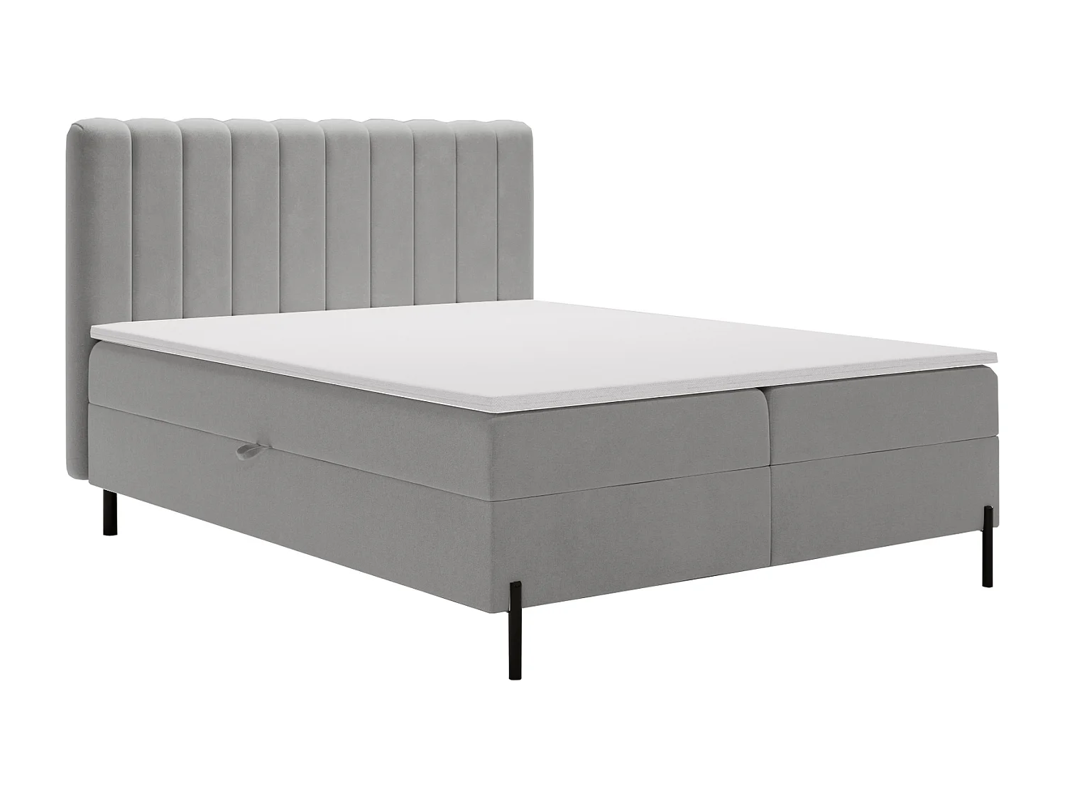 Lit adulte 180 x 200 Florence Box - Lit avec Rangement et Matelas Ressorts ensachés, Lit Gris clair (Komodo 20)