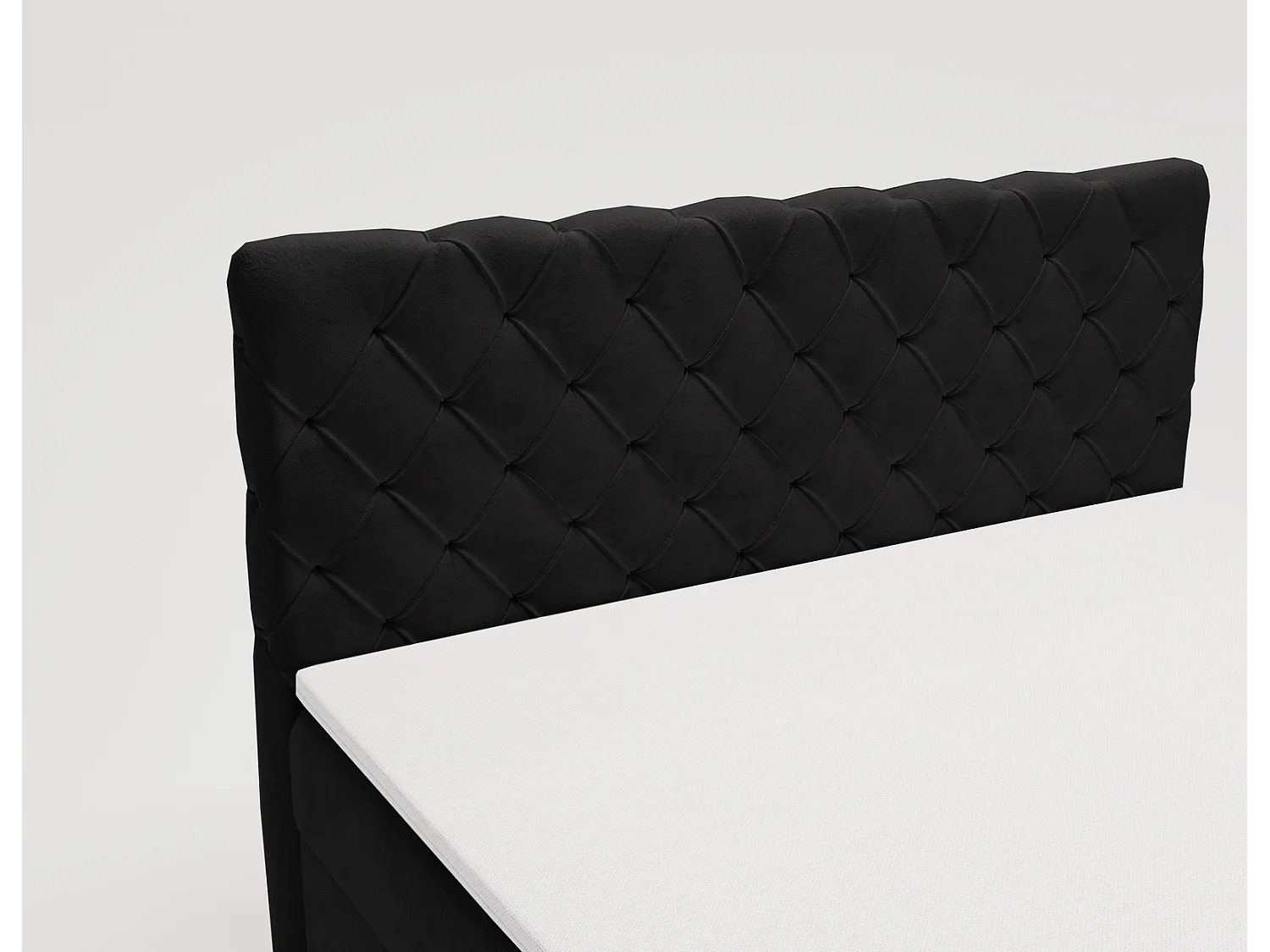 Emporius Portofino łóżko kontynentalne 140x200 - łóżko małżeńskie z nakładką na materac, materac H3 - tkanina aksamitna, czarny (Elegance 21)