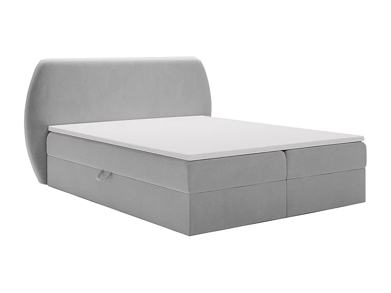 Boxspringbed 180x200 Cartagena - bed met geïntegreerde veringmatras, topper, opbergruimte - gestoffeerd bed lichtgrijs (Komodo 20)