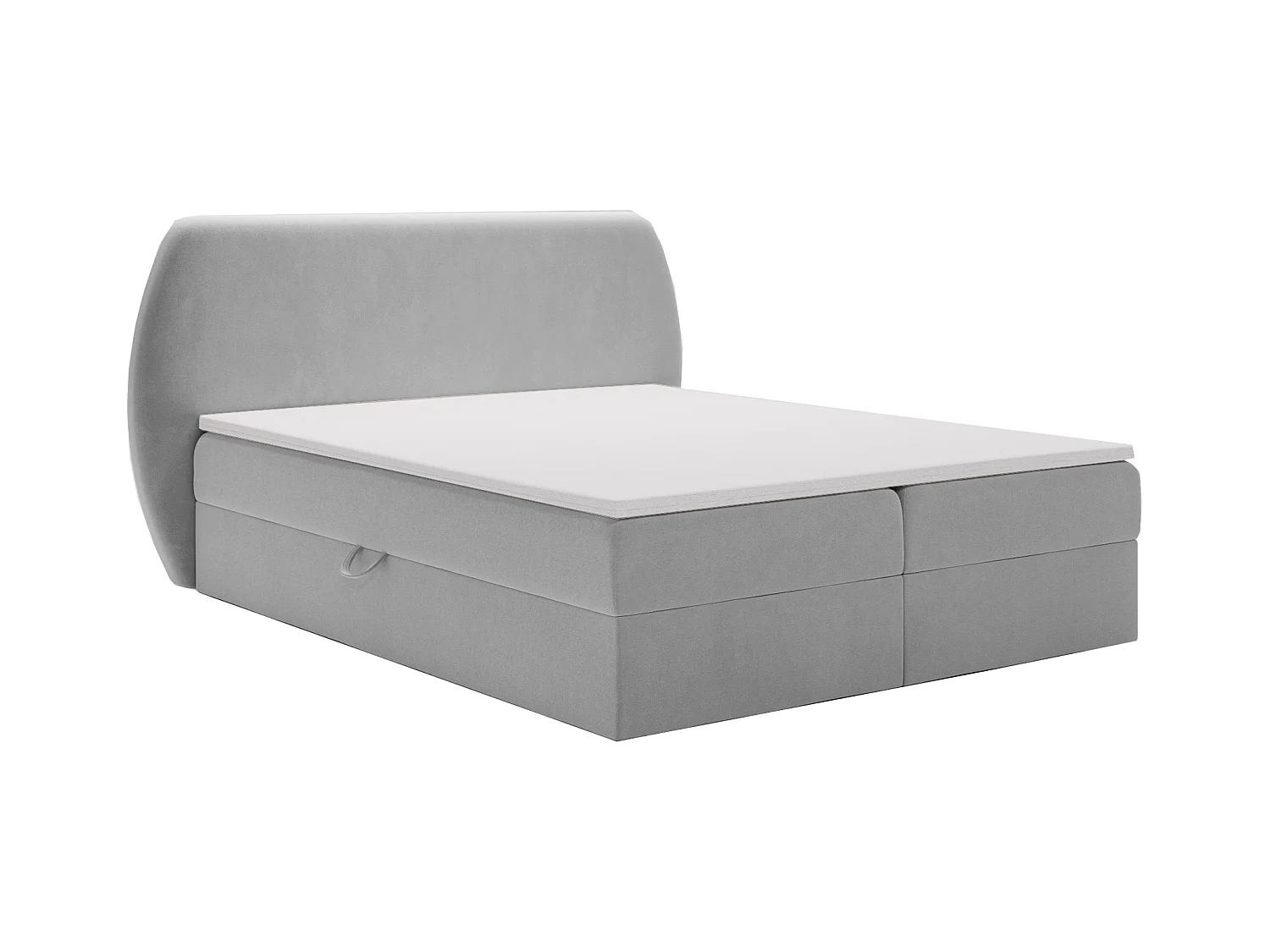 Lit adulte 180x200 cm Cartagena - Lit capitonné avec Rangement, Matelas H3 - Lit double Gris clair (Komodo 20)