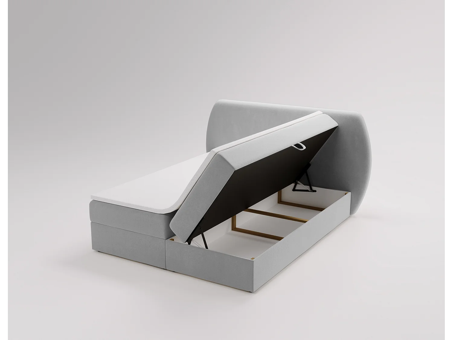 Boxspringbed 180x200 Cartagena - bed met geïntegreerde veringmatras, topper, opbergruimte - gestoffeerd bed lichtgrijs (Komodo 20)