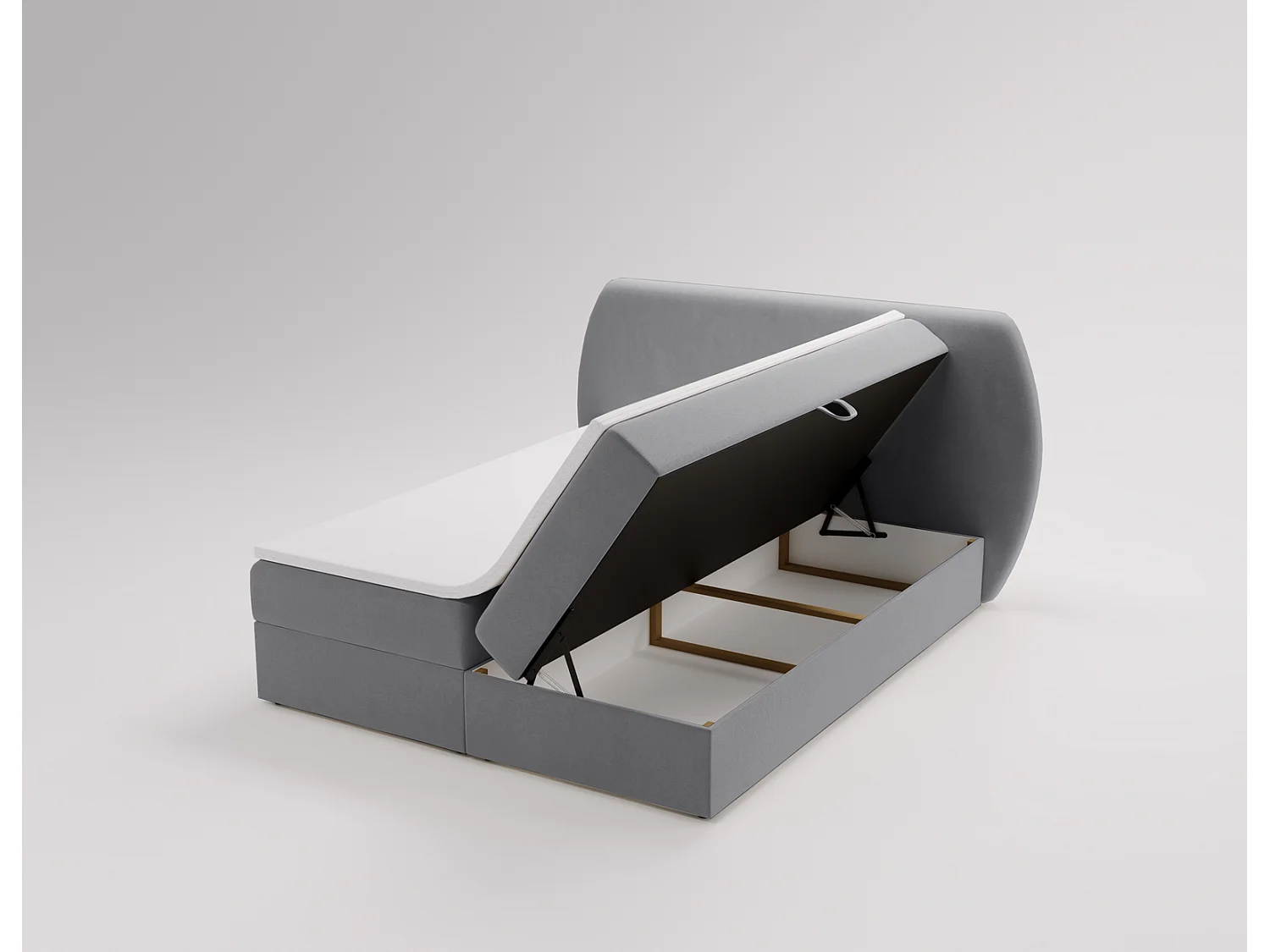 Lit adulte 180x200 cm Cartagena - Lit capitonné avec Rangement, Matelas H3 - Lit double Gris (Komodo 21)