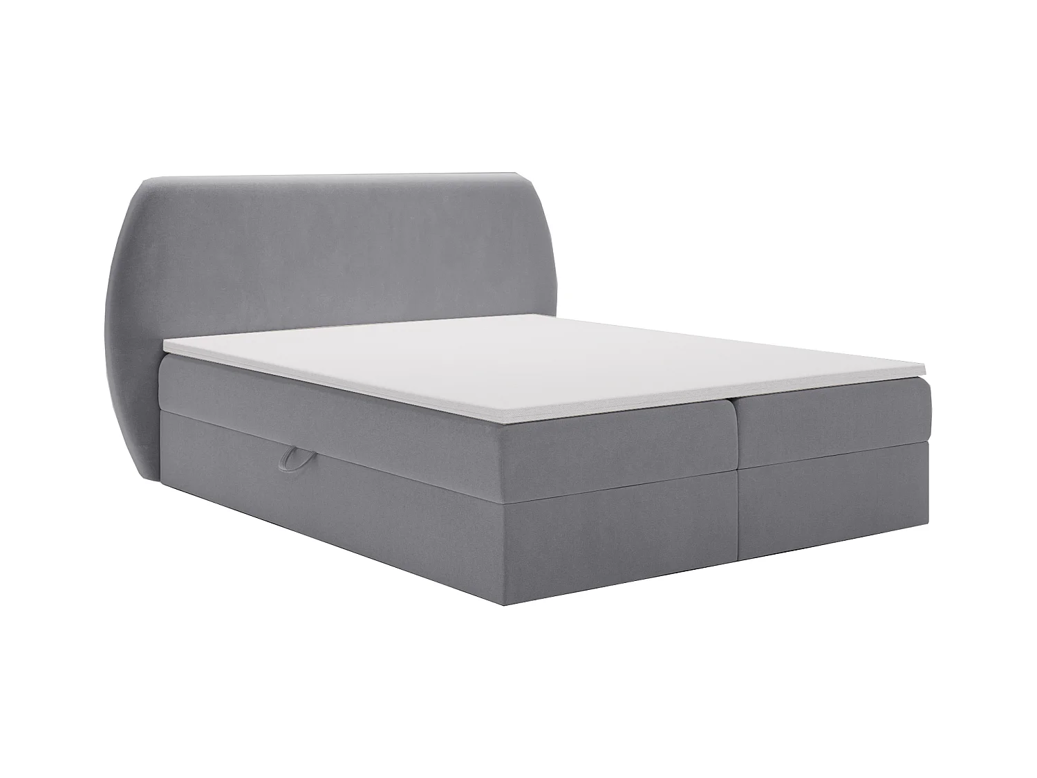 Lit adulte 180x200 cm Cartagena - Lit capitonné avec Rangement, Matelas H3 - Lit double Gris (Komodo 21)