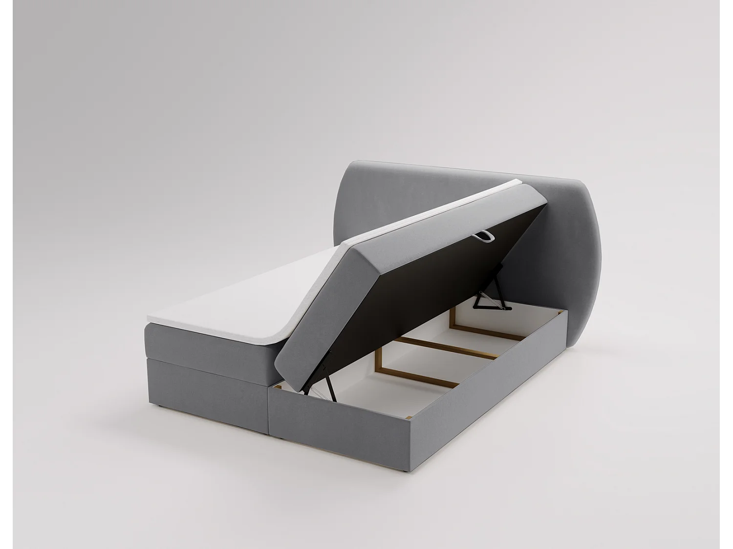 Boxspringbed 180x200 Cartagena - bed met geïntegreerde veringmatras, topper, opbergruimte - gestoffeerd bed grijs (Komodo 21)