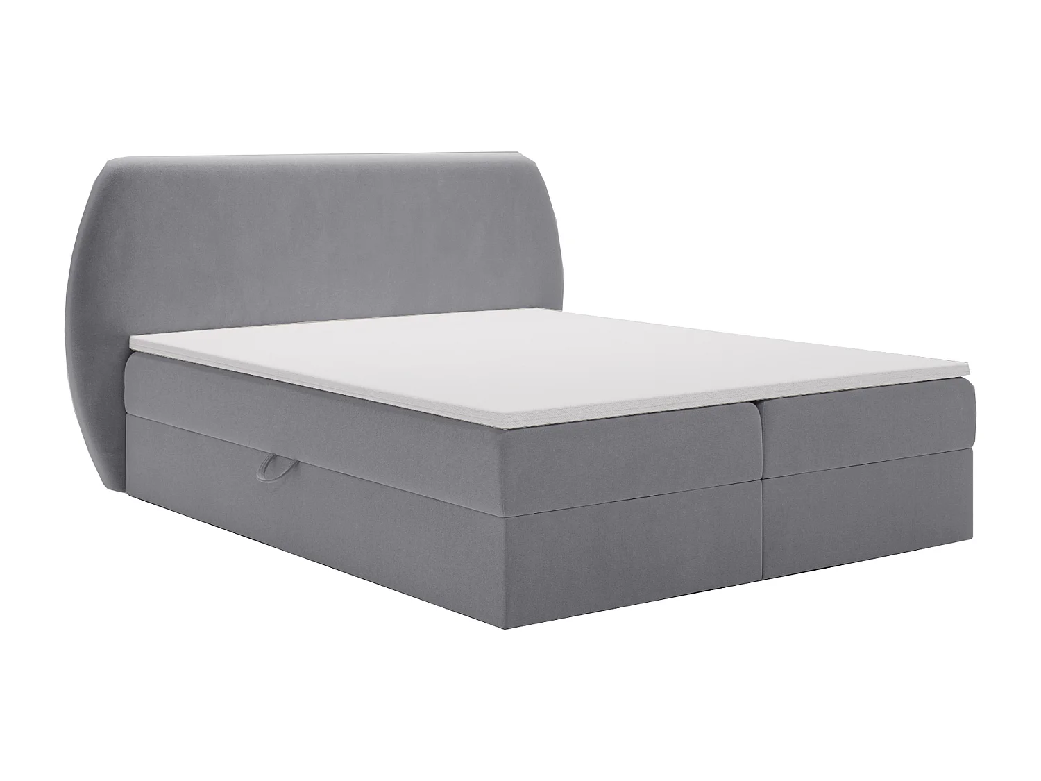 Lit adulte 160x200 cm Cartagena - Lit capitonné avec Rangement, Matelas H3 - Lit double Gris (Komodo 21)