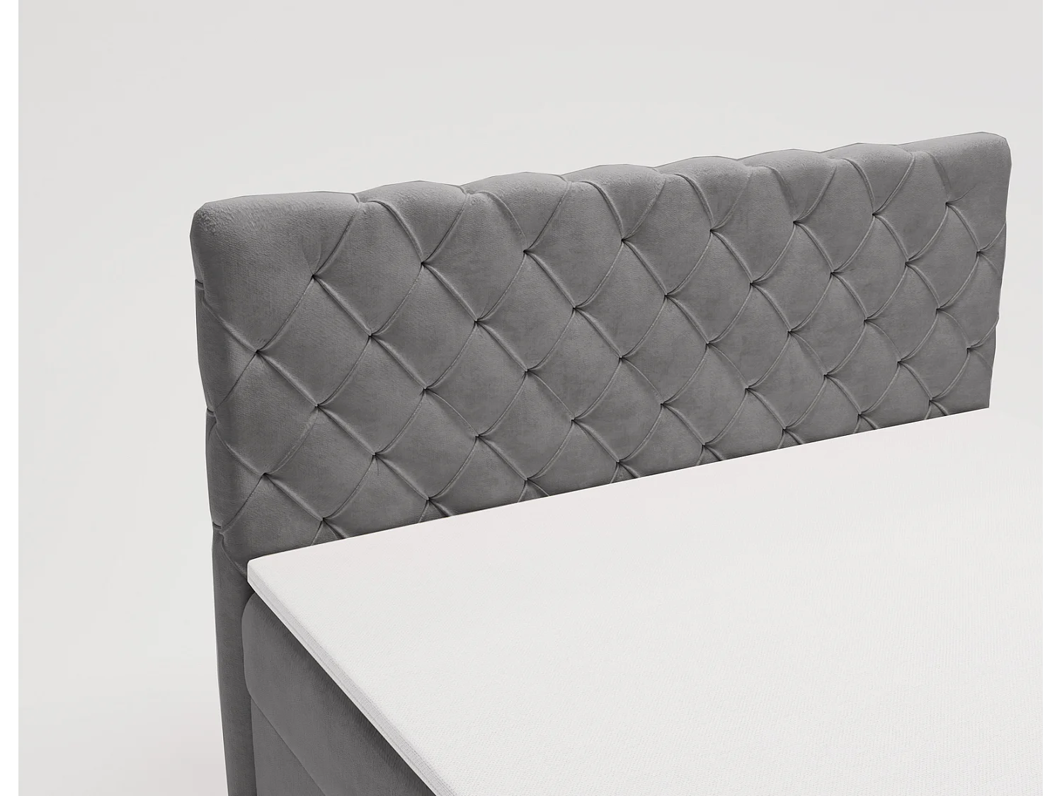 Lit adulte avec Rangement 140x200 Portofino - Lit boxspring, chesterfield, Tissu Velours Gris (Elegance 19)