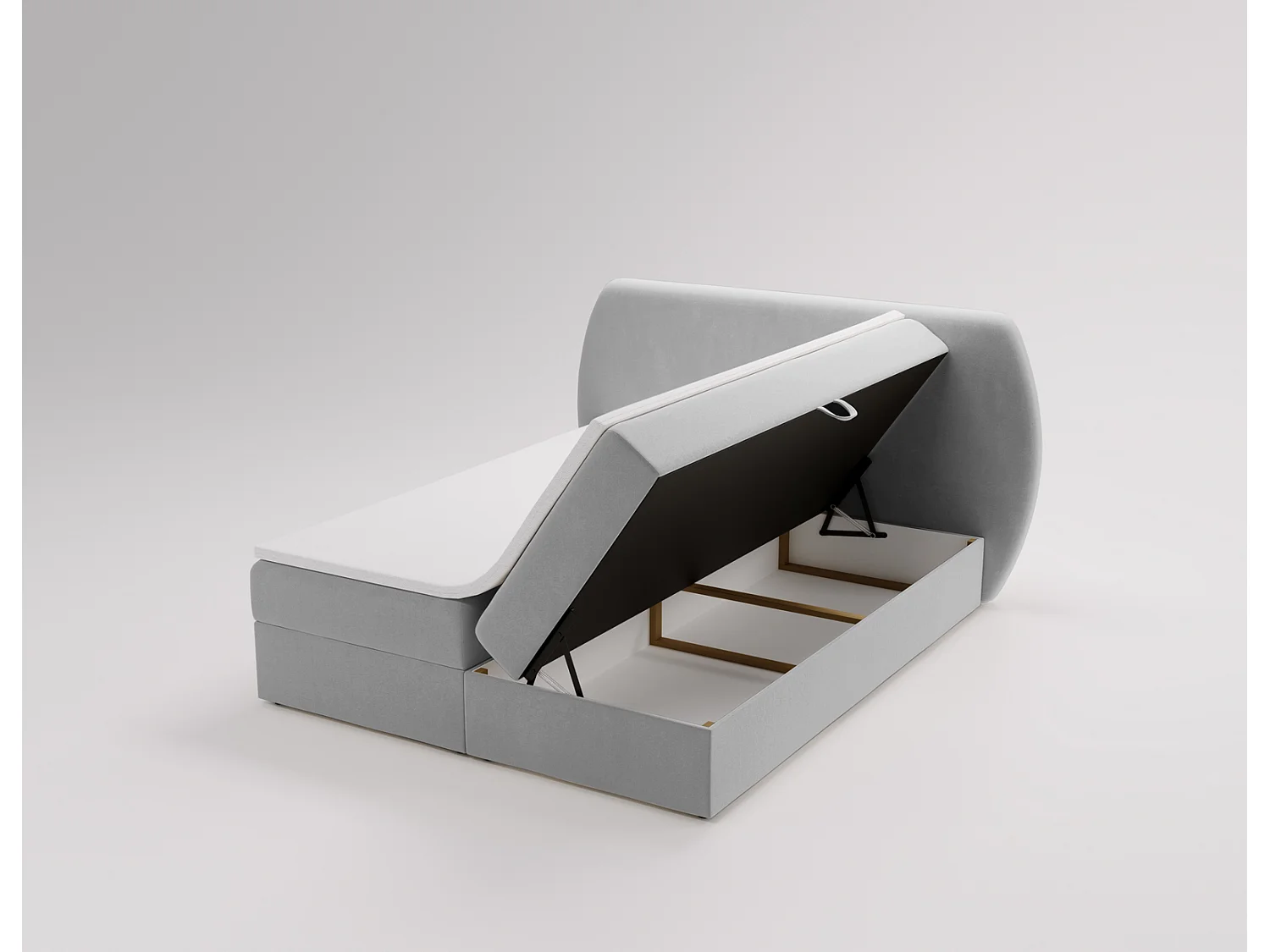 Boxspringbed 140x200 Cartagena - bed met geïntegreerde veringmatras, topper, opbergruimte - gestoffeerd bed lichtgrijs (Komodo 20)