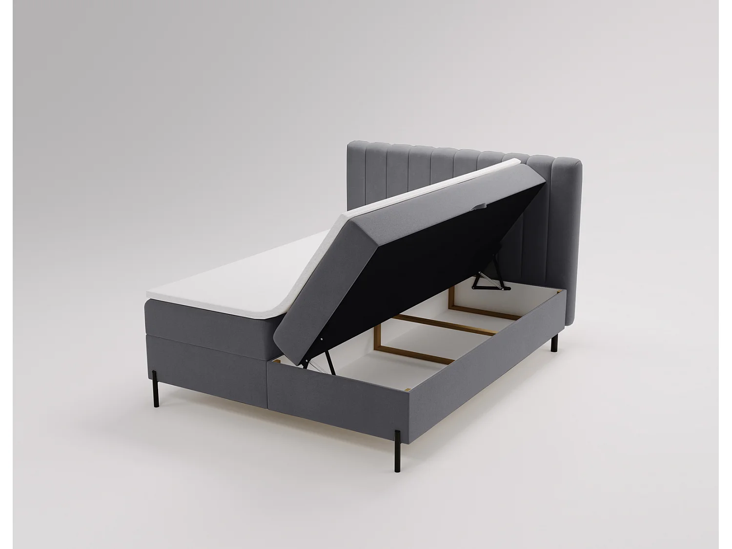 Lit adulte 180 x 200 Florence Box - Lit avec Rangement et Matelas Ressorts ensachés, Lit Gris (Komodo 21)