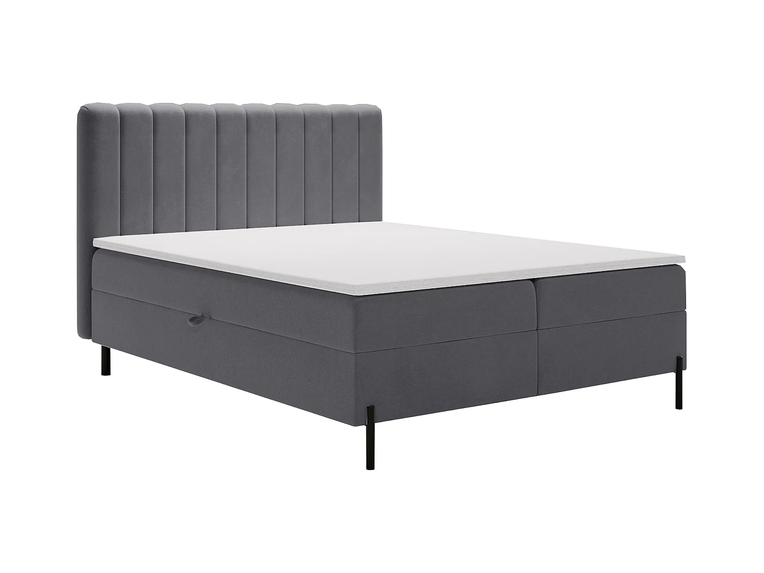 Lit adulte 180 x 200 Florence Box - Lit avec Rangement et Matelas Ressorts ensachés, Lit Gris (Komodo 21)