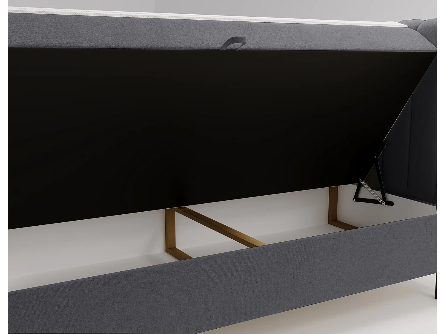 Tweepersoonsbed 180x200 Florence Box, gestoffeerd bed met opbergruimte - bed met matras en topper, grijs (Komodo 21)