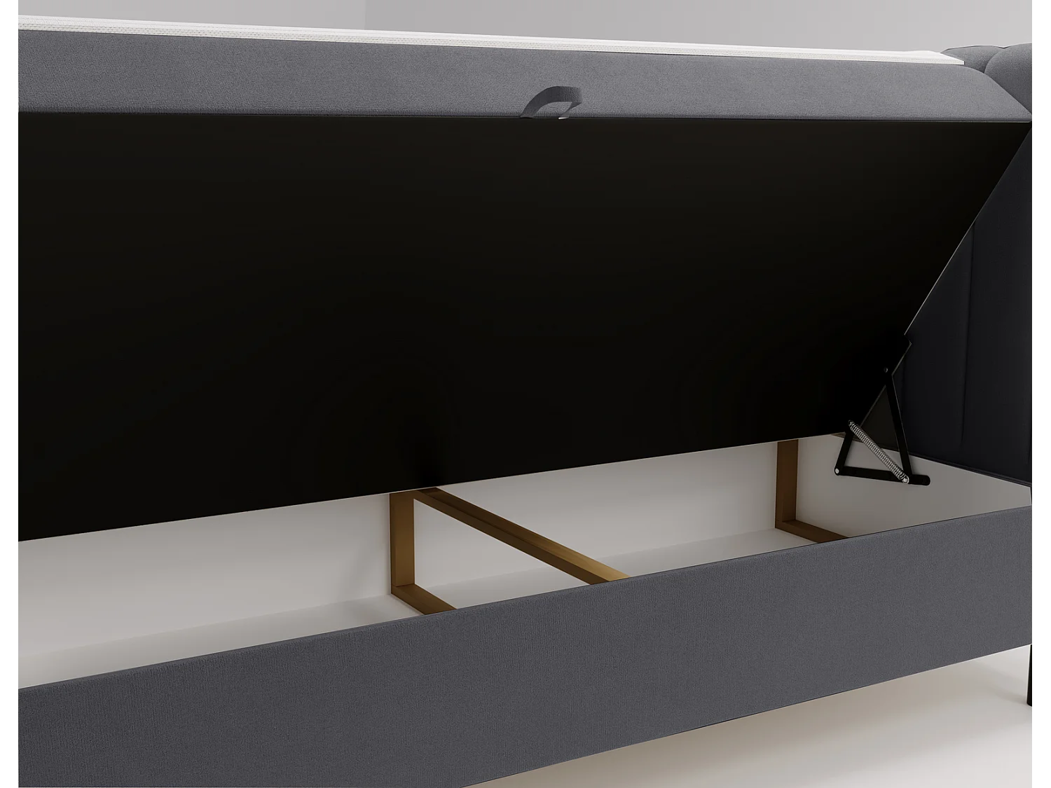 Lit adulte 180 x 200 Florence Box - Lit avec Rangement et Matelas Ressorts ensachés, Lit Gris (Komodo 21)