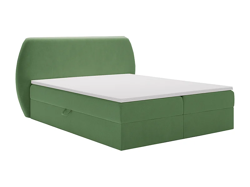 Lit adulte 180x200 cm Cartagena - Lit capitonné avec Rangement, Matelas H3 - Lit double Vert (Komodo 61)