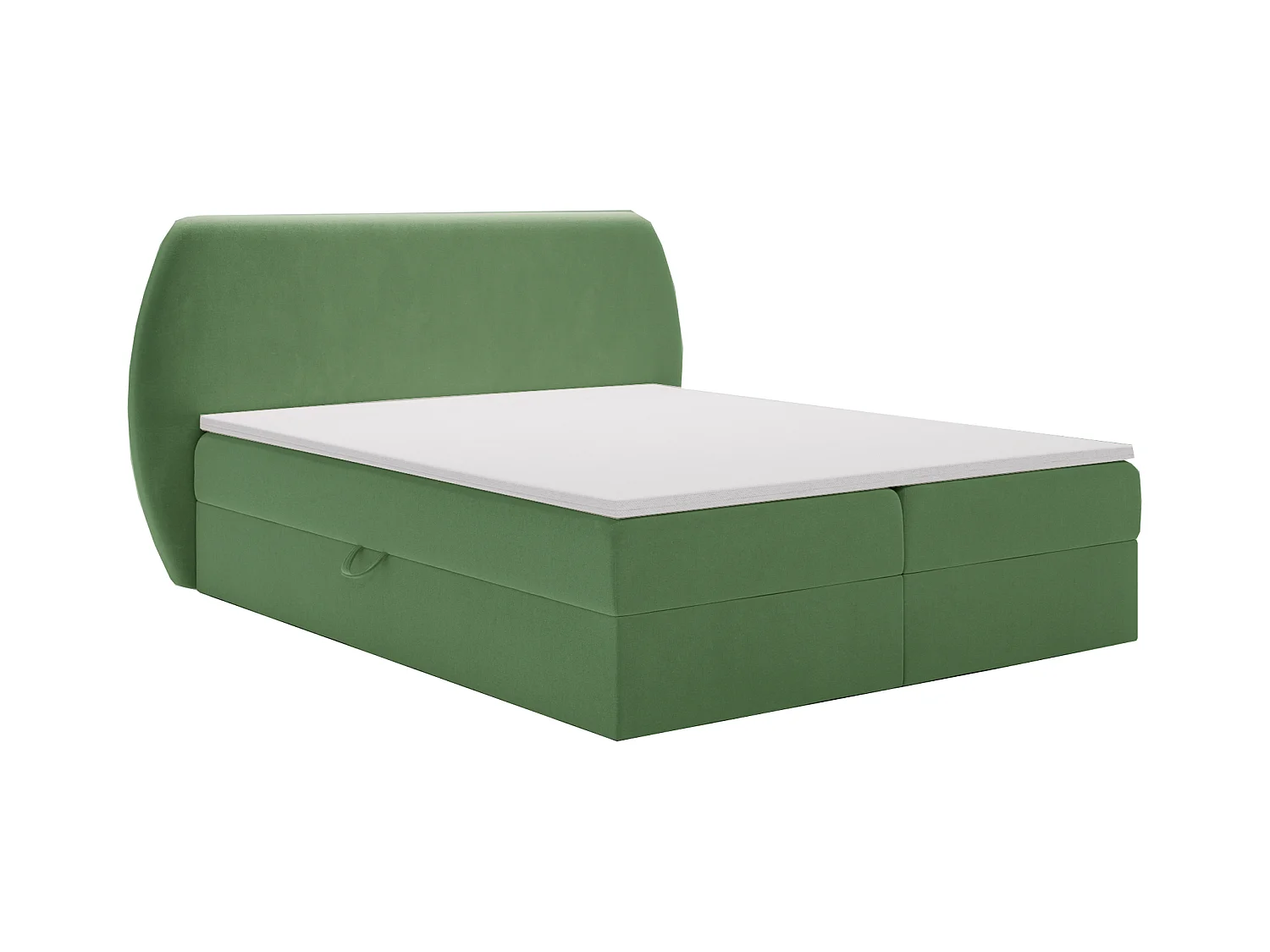Lit adulte 180x200 cm Cartagena - Lit capitonné avec Rangement, Matelas H3 - Lit double Vert (Komodo 61)