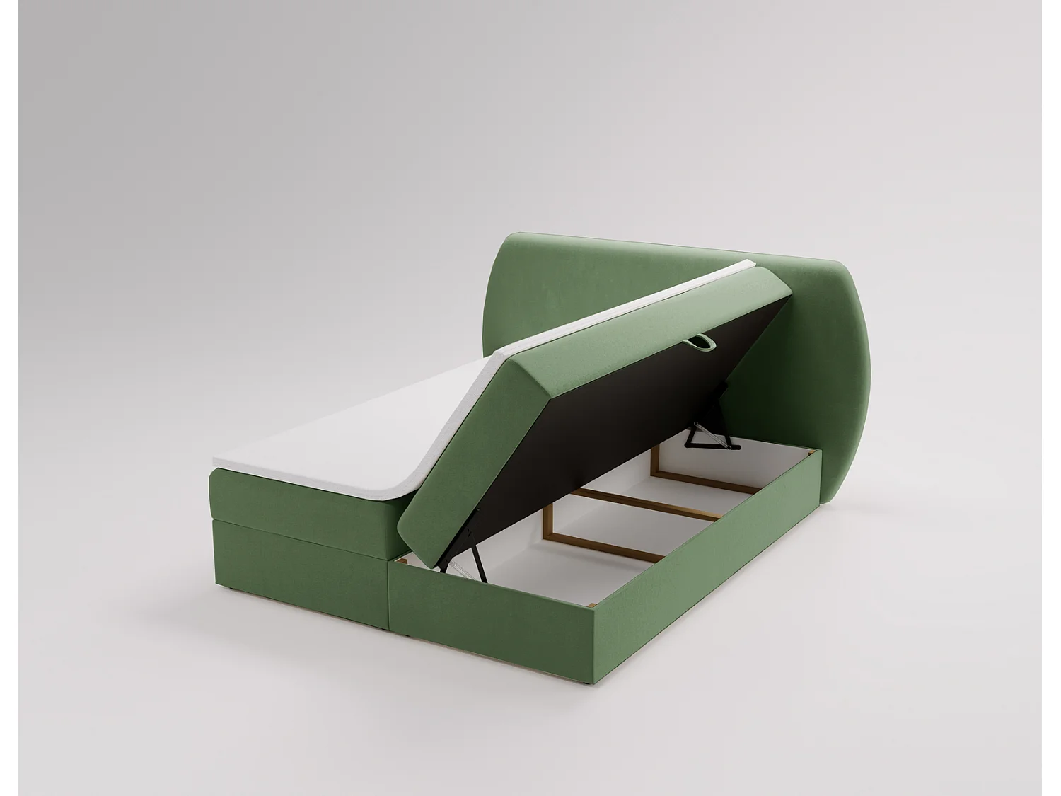 Lit adulte 180x200 cm Cartagena - Lit capitonné avec Rangement, Matelas H3 - Lit double Vert (Komodo 61)