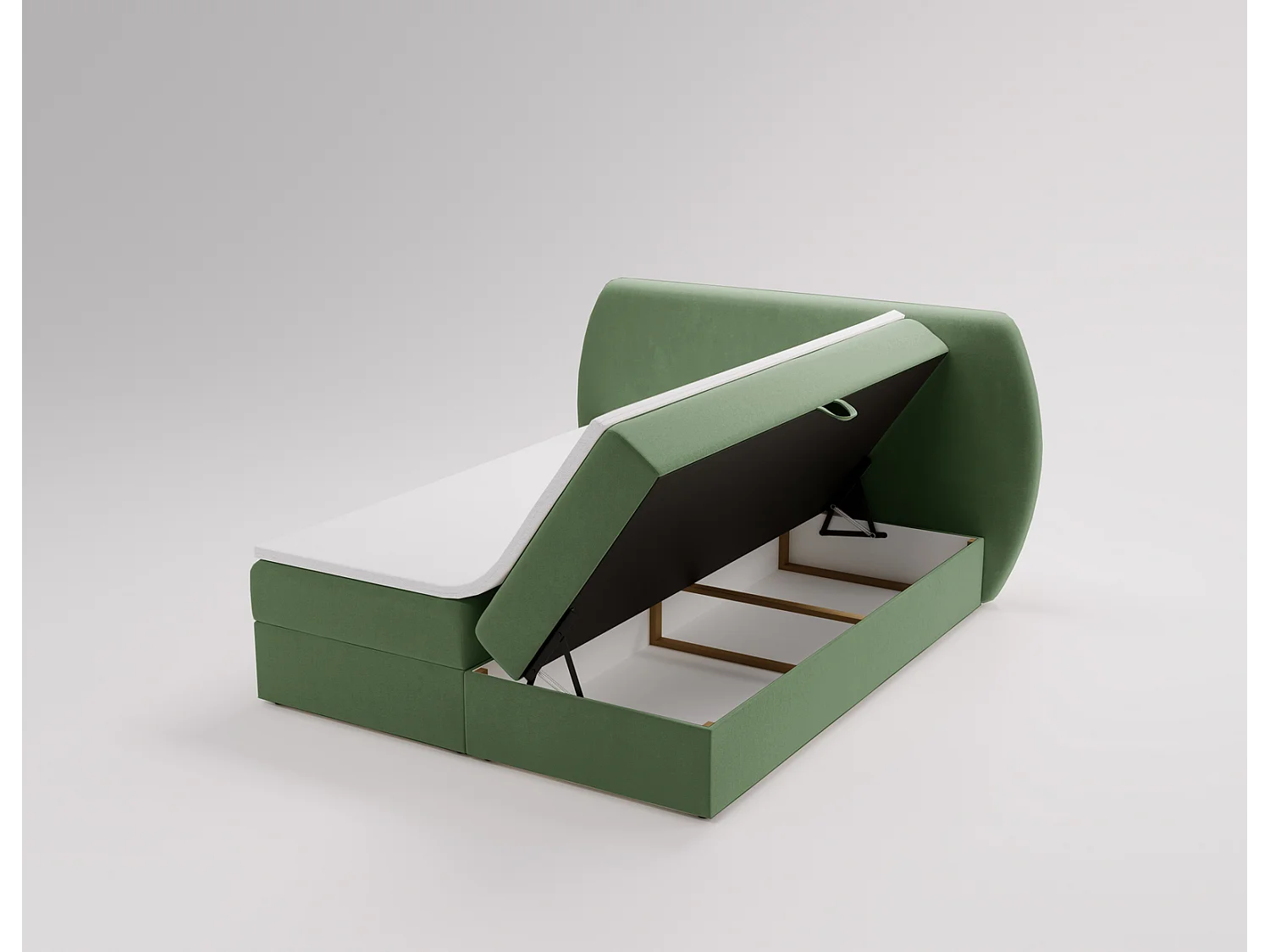 Boxspringbed 180x200 Cartagena - bed met geïntegreerde veringmatras, topper, opbergruimte - gestoffeerd bed vert (Komodo 61)