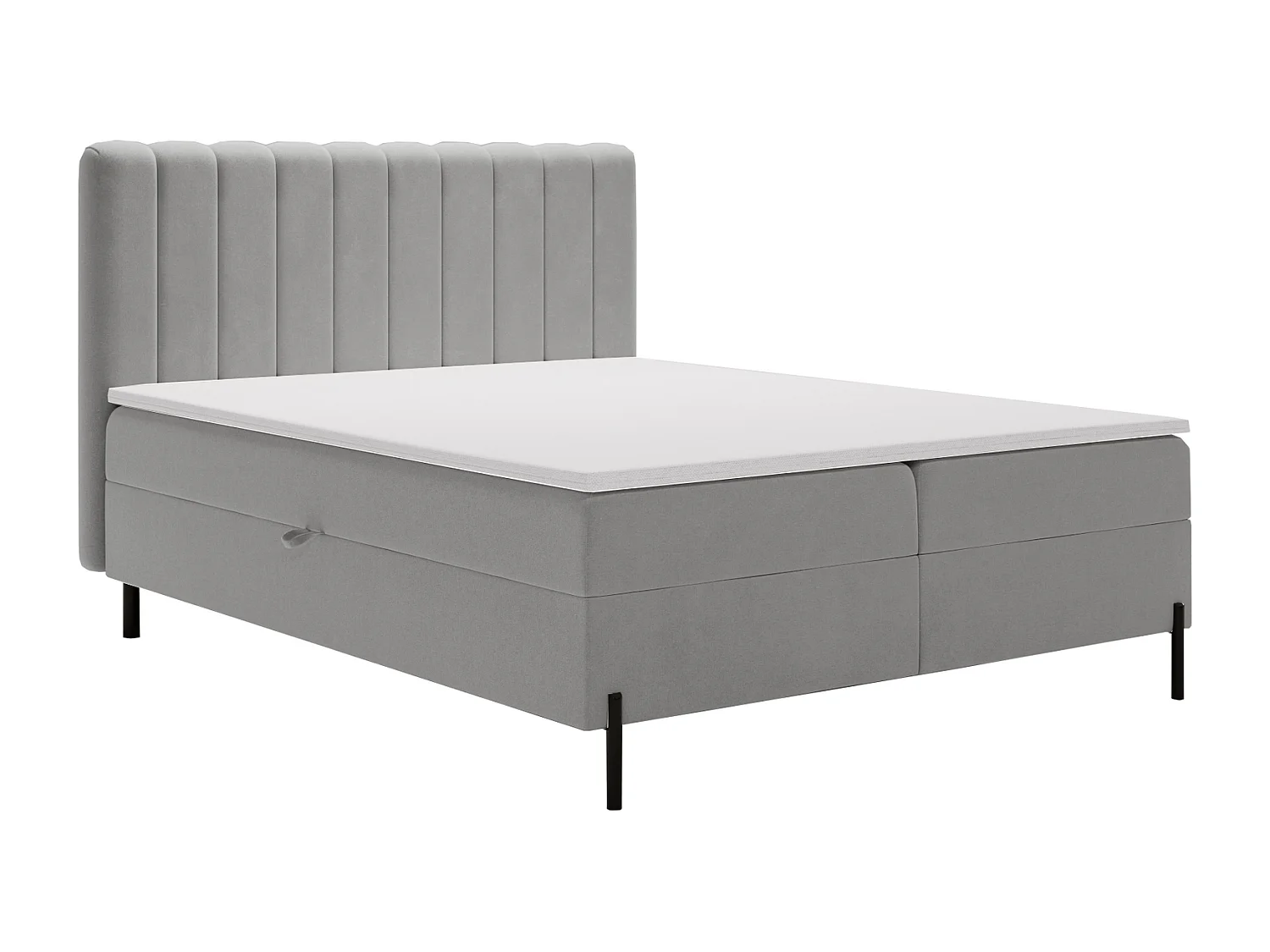 Lit adulte 140 x 200 Florence Box - Lit avec Rangement et Matelas Ressorts ensachés, Lit Gris clair (Komodo 20)