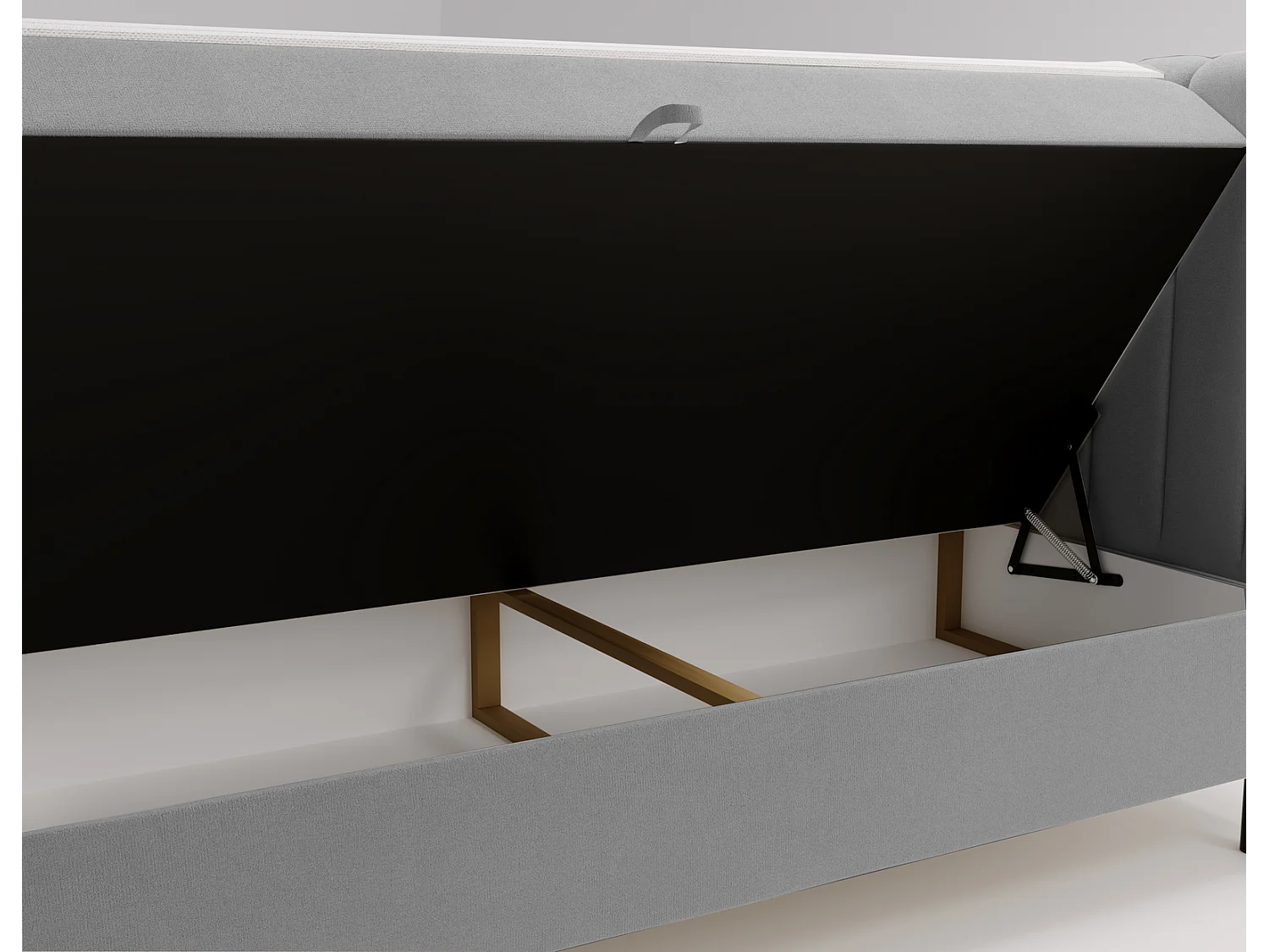 Tweepersoonsbed 140x200 Florence Box, gestoffeerd bed met opbergruimte - bed met matras en topper, lichtgrijs (Komodo 20)