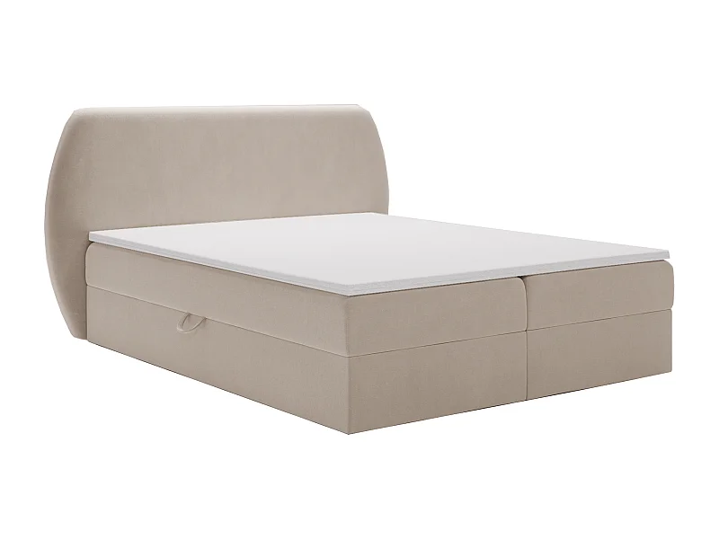 Lit adulte 140x200 cm Cartagena - Lit capitonné avec Rangement, Matelas H3 - Lit double Beige (Komodo 11)