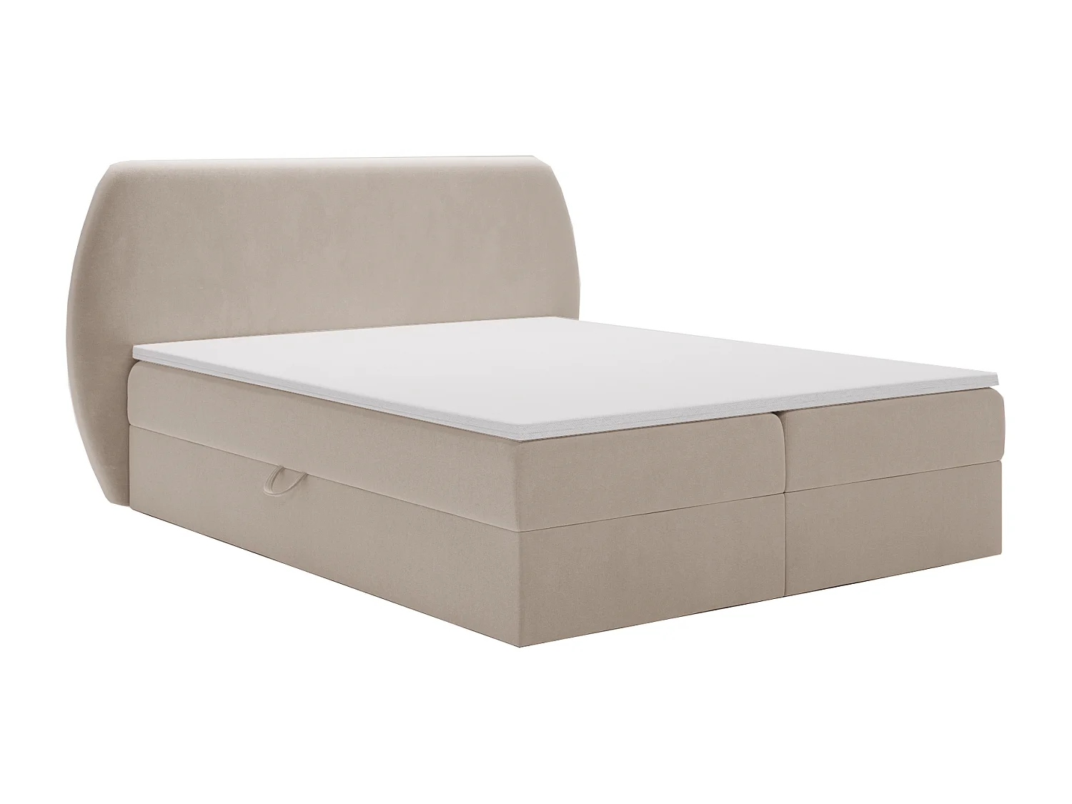 Boxspringbed 140x200 Cartagena - bed met geïntegreerde veringmatras, topper, opbergruimte - gestoffeerd bed beige (Komodo 11)