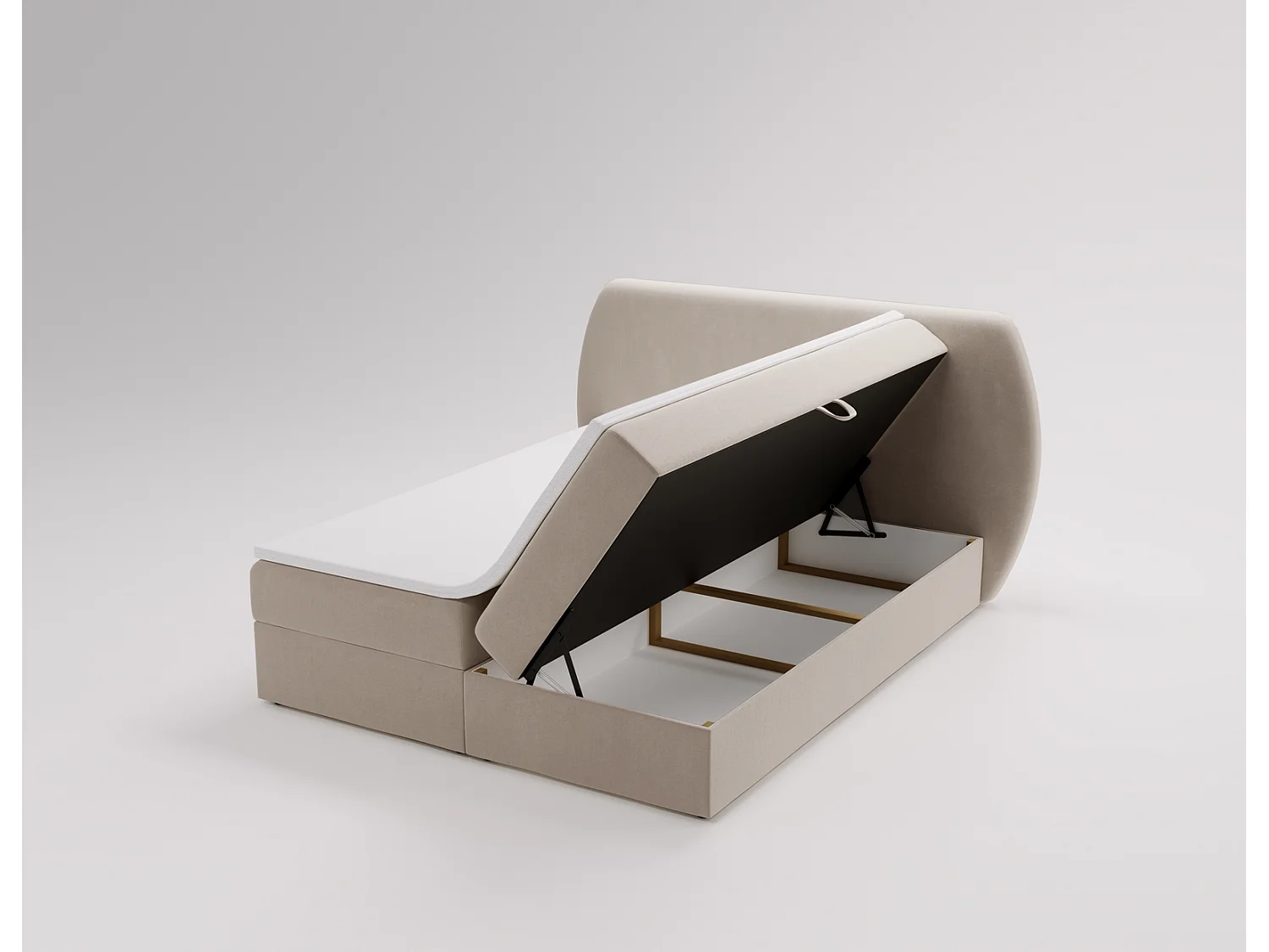 Lit adulte 160x200 cm Cartagena - Lit capitonné avec Rangement, Matelas H3 - Lit double Beige (Komodo 11)