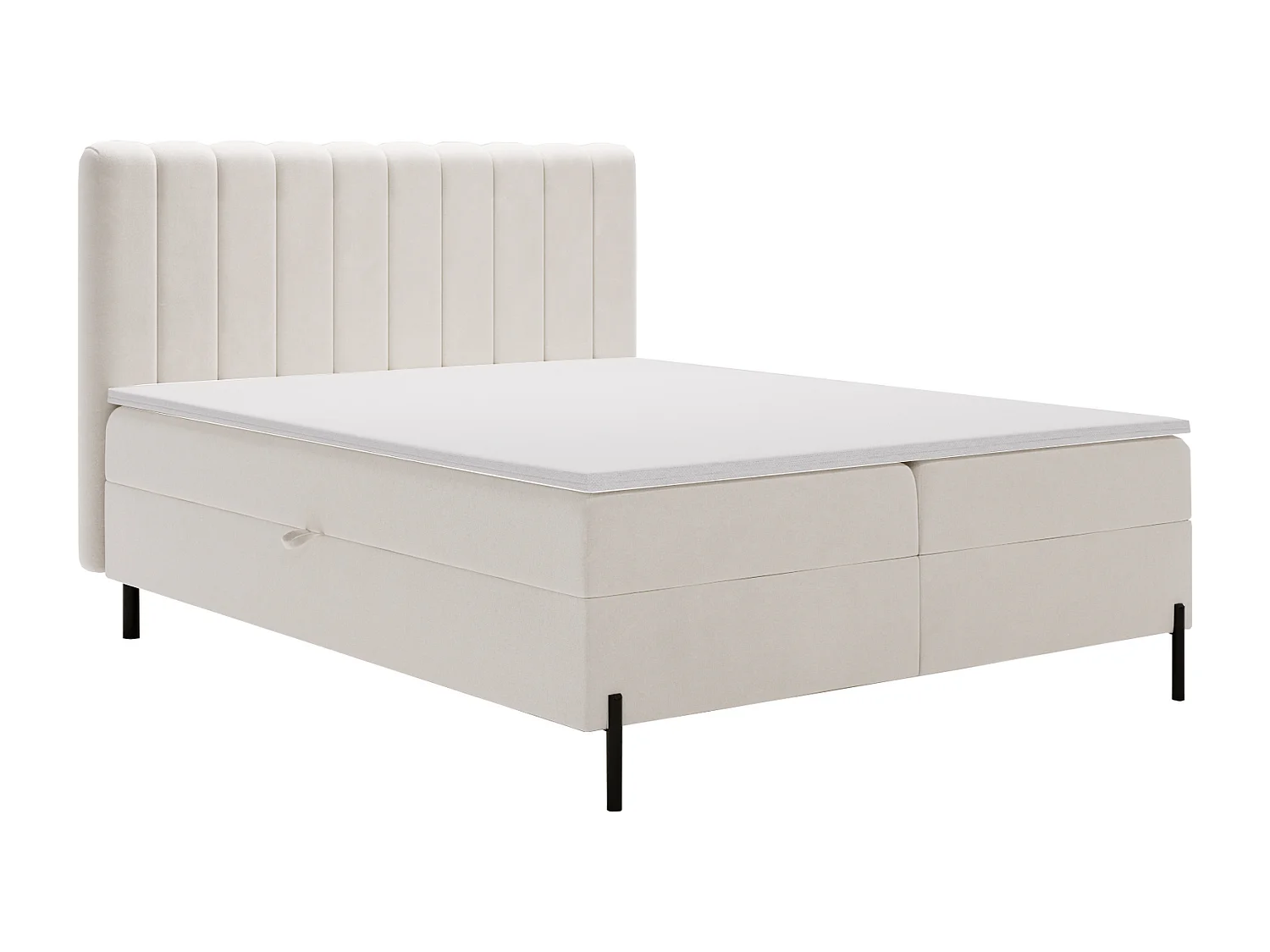 Tweepersoonsbed 140x200 Florence Box, gestoffeerd bed met opbergruimte - bed met matras en topper, crème (Komodo 10)
