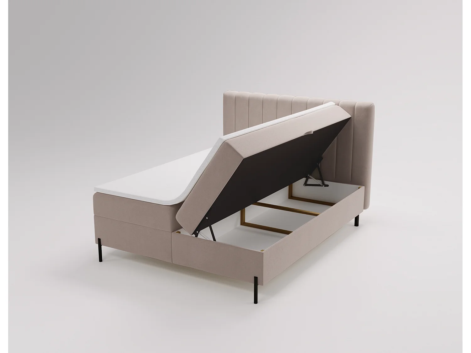 Lit adulte 180 x 200 Florence Box - Lit avec Rangement et Matelas Ressorts ensachés, Lit Beige (Komodo 11)