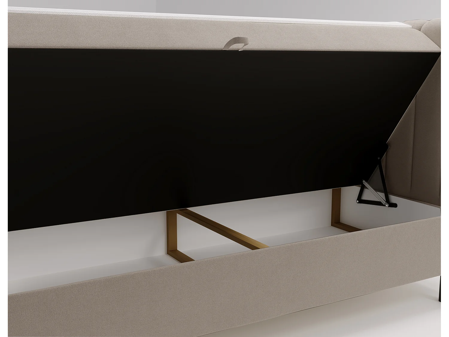 Lit adulte 180 x 200 Florence Box - Lit avec Rangement et Matelas Ressorts ensachés, Lit Beige (Komodo 11)