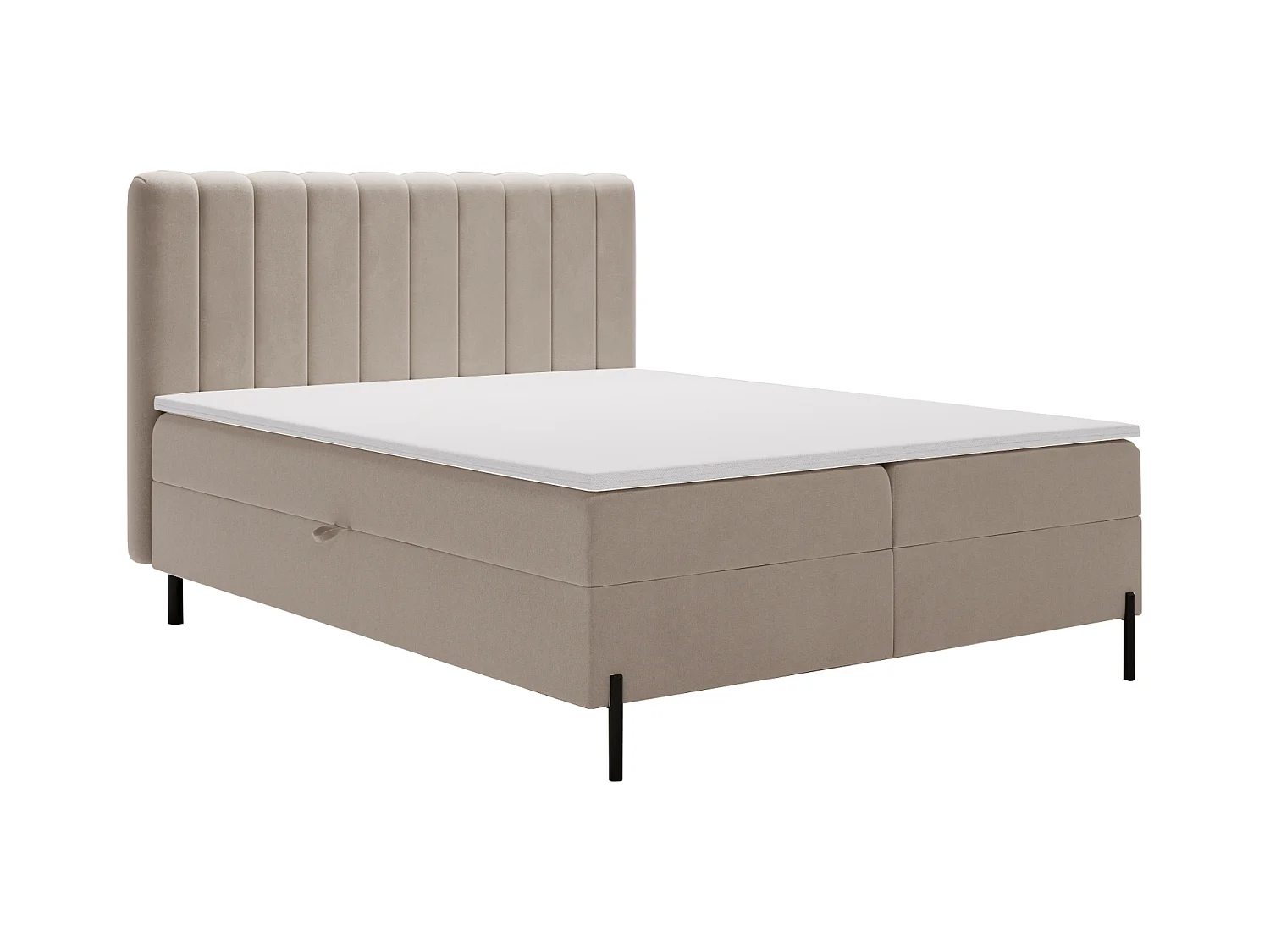 Lit adulte 180 x 200 Florence Box - Lit avec Rangement et Matelas Ressorts ensachés, Lit Beige (Komodo 11)