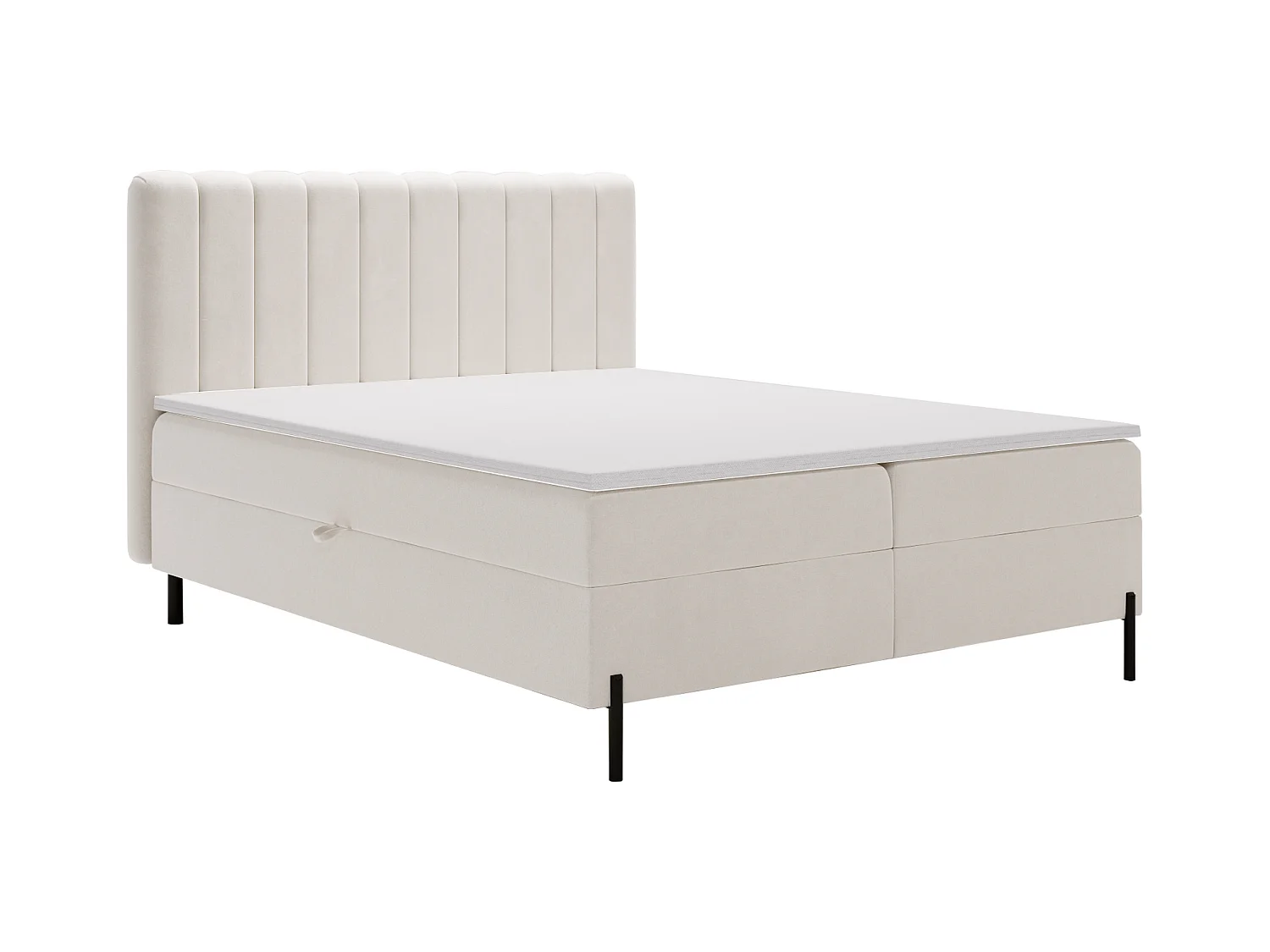 Lit adulte 180 x 200 Florence Box - Lit avec Rangement et Matelas Ressorts ensachés, Lit Crème (Komodo 10)