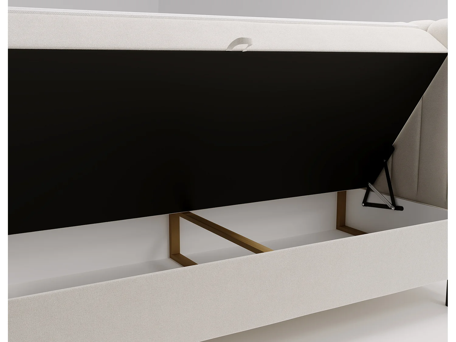 Emporius Florence Box łóżko z materacem 180x200 - pojemnik, topper - łóżko dwusobowe 180x200 cm, nowoczesny styl - tkanina aksamitna, kremowy (Komodo 10)