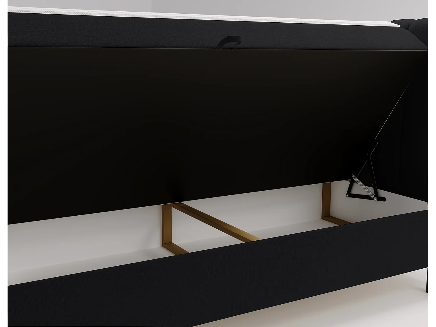 Tweepersoonsbed 140x200 Florence Box, gestoffeerd bed met opbergruimte - bed met matras en topper, zwart (Komodo 23)