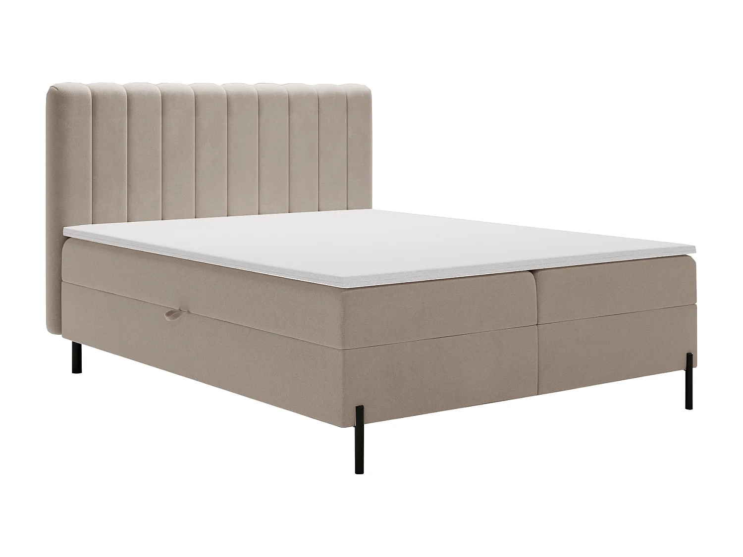 Tweepersoonsbed 140x200 Florence Box, gestoffeerd bed met opbergruimte - bed met matras en topper, beige (Komodo 11)
