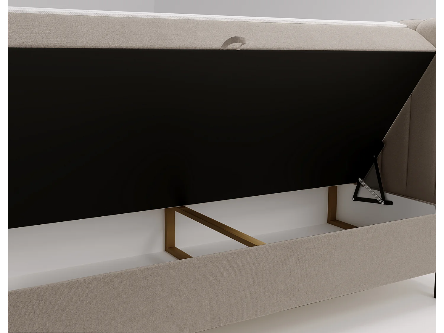 Tweepersoonsbed 140x200 Florence Box, gestoffeerd bed met opbergruimte - bed met matras en topper, beige (Komodo 11)